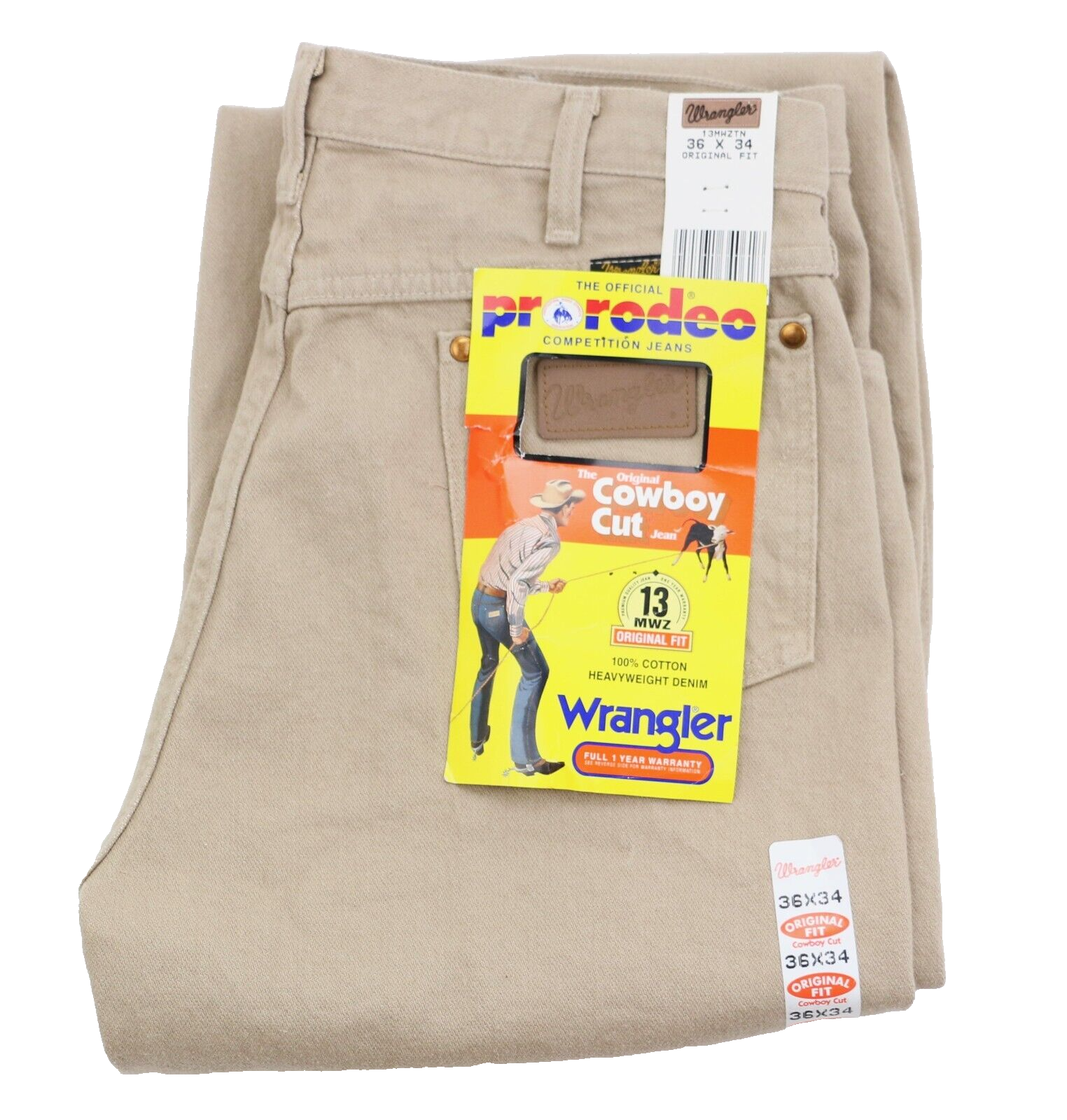 

Винтажные мужские джинсы Wrangler, сделанные в США, W36 L34, 14,75 унций. Деним 13MWZ Дедсток, Бежевый, Wrangler 13MWZ