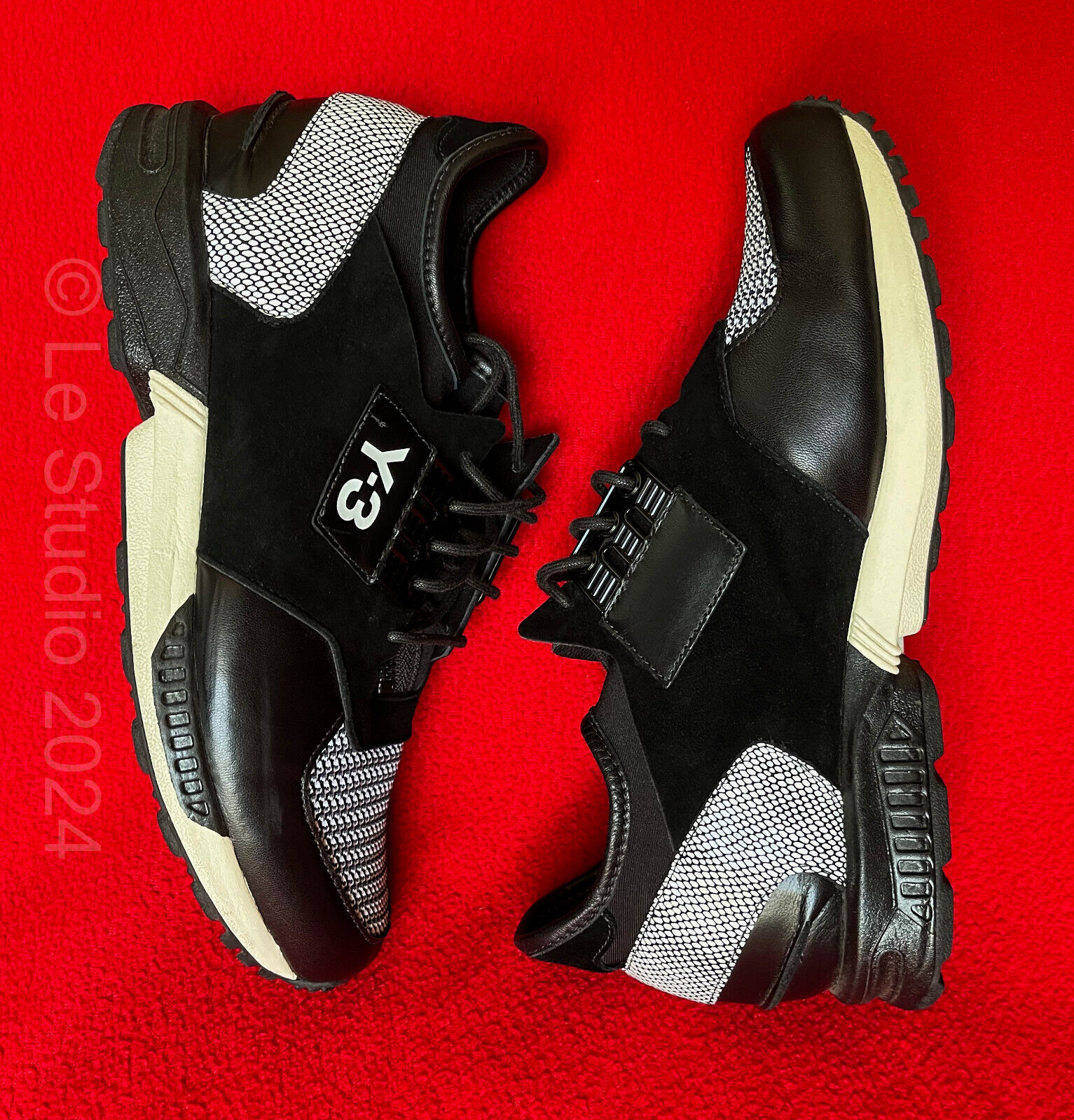 Y-3 'ZX' Adidas Black & White Sneakers, US Women's 9/ US Y-3 'ZX' Adidas Black & White Sneakers, US Women's 9/ US