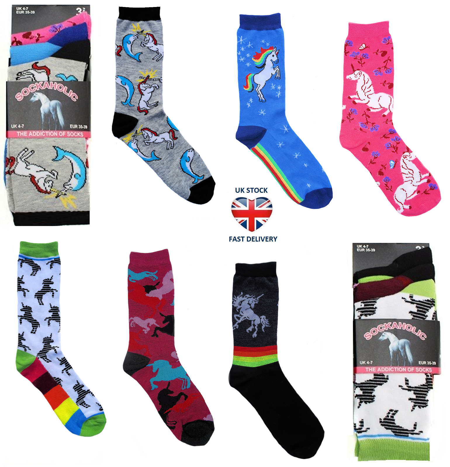 6 Designs Xmas UK-4-7 EUR-35-39 New Ladies,Girls Christmas Xmas Novelty Socks