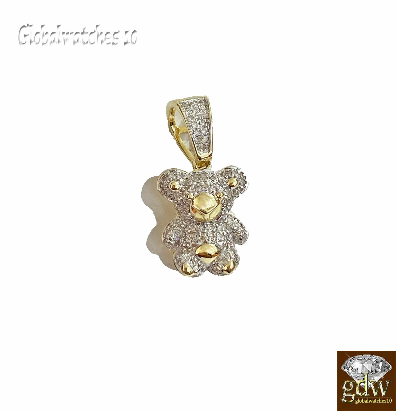 Pre-owned G&d 10k Gold Diamond Charm With Rope Chain In 20 22 24 26 Inch Teddy Charm Pendant
