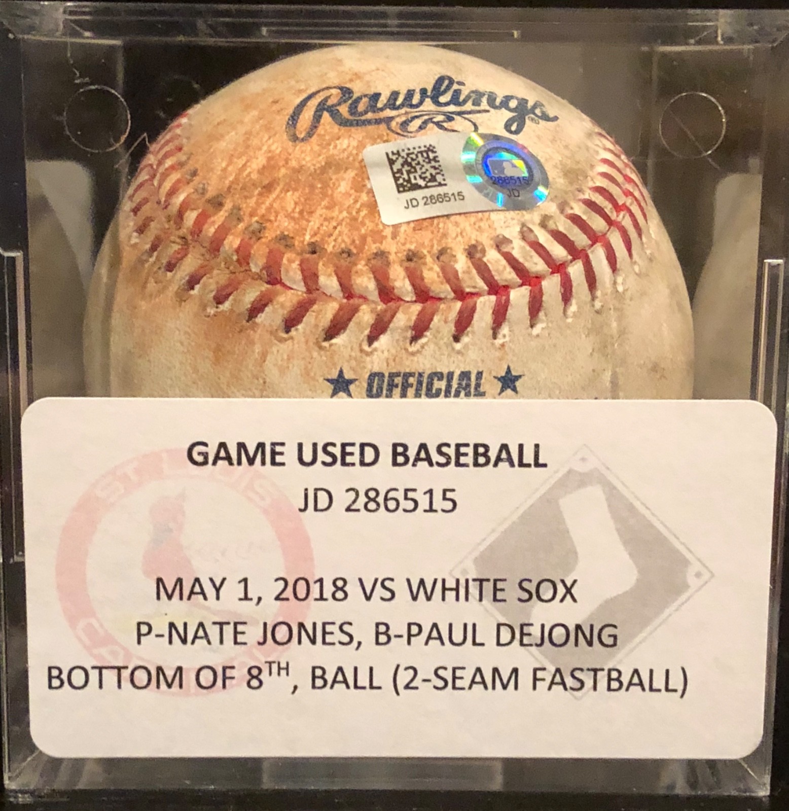 Yadier Molina Ties Johnny Bench For Games Caught Game Used Baseball MLB HOLO
