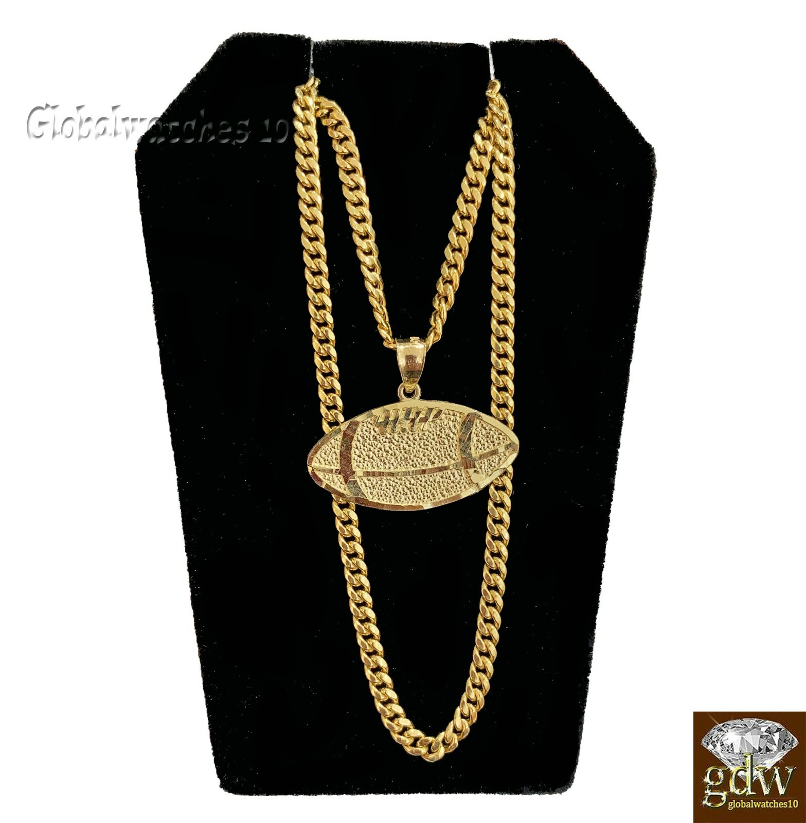 Pre-owned G&d 10k Gold Baseball Pendant With Miami Cuban Chain 22" 24" 26" 28" Real