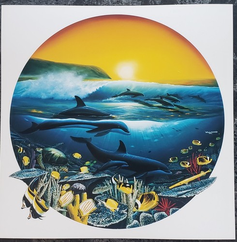 Wyland Dolphin Days 1992 Vintage Seascape Coral Reef Fish