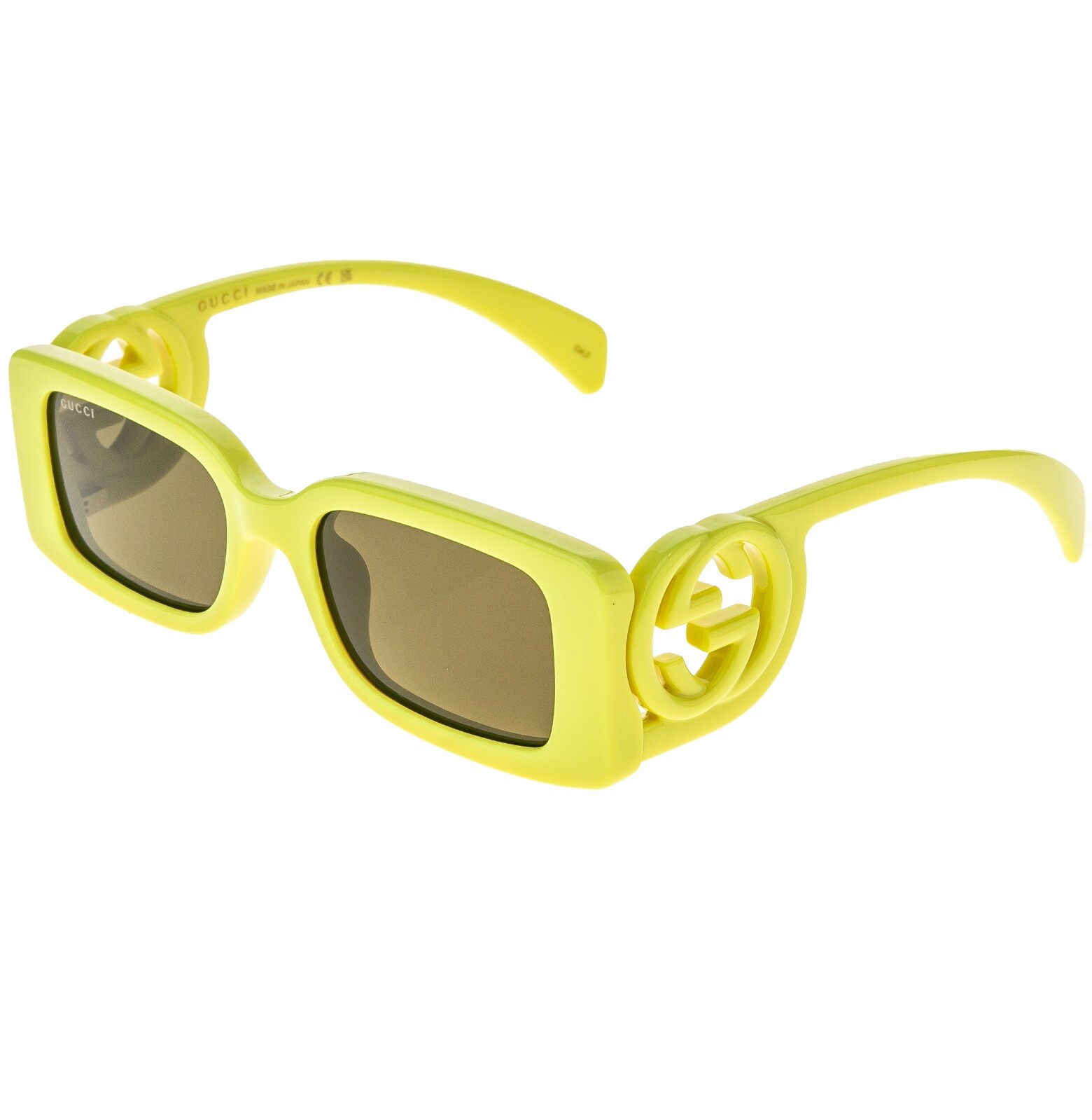 Pre-owned Gucci Couture 1325 Yellow Gg Logo 007 Narrow Fashion Square Sunglasses Gg1325s In Brown