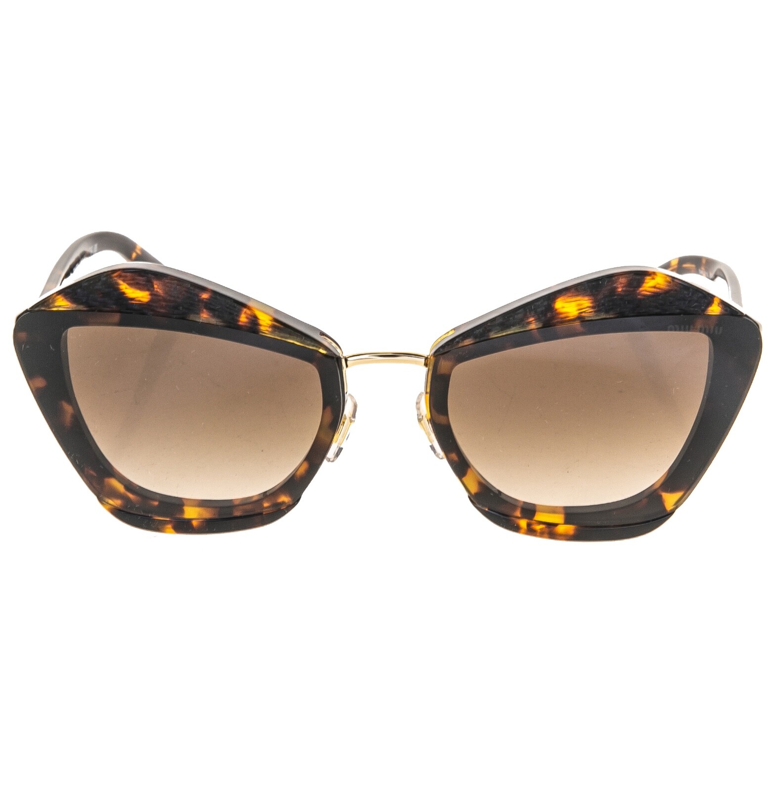 Pre-owned Miu Miu Charm Mu01xs Dark Brown Havana Geometric Luxury Fashion Sunglasses 01x In Vau-6s1