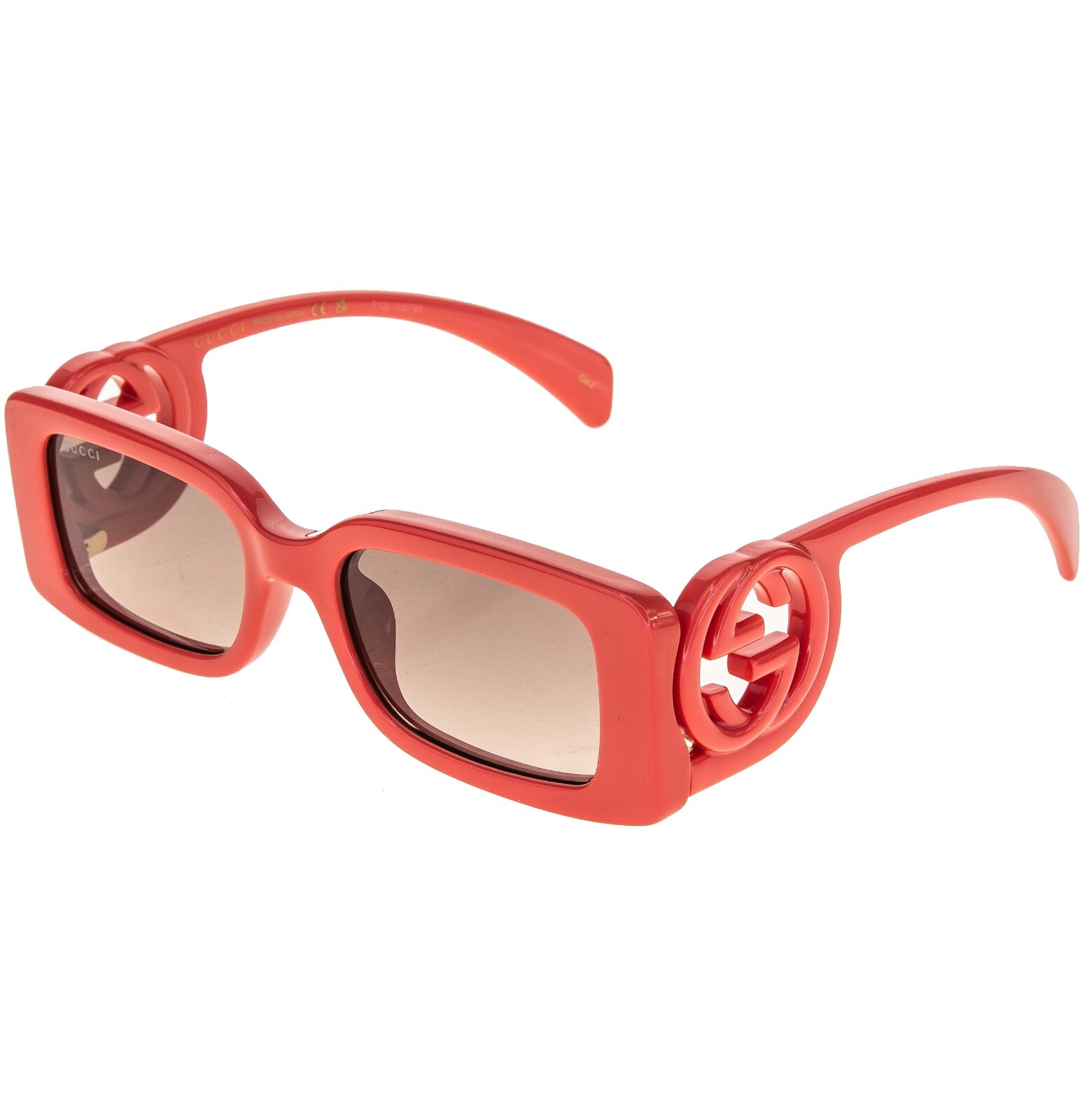 Pre-owned Gucci Couture 1325 Red Gg Logo 005 Narrow Fashion Square Sunglasses Gg1325s In Brown