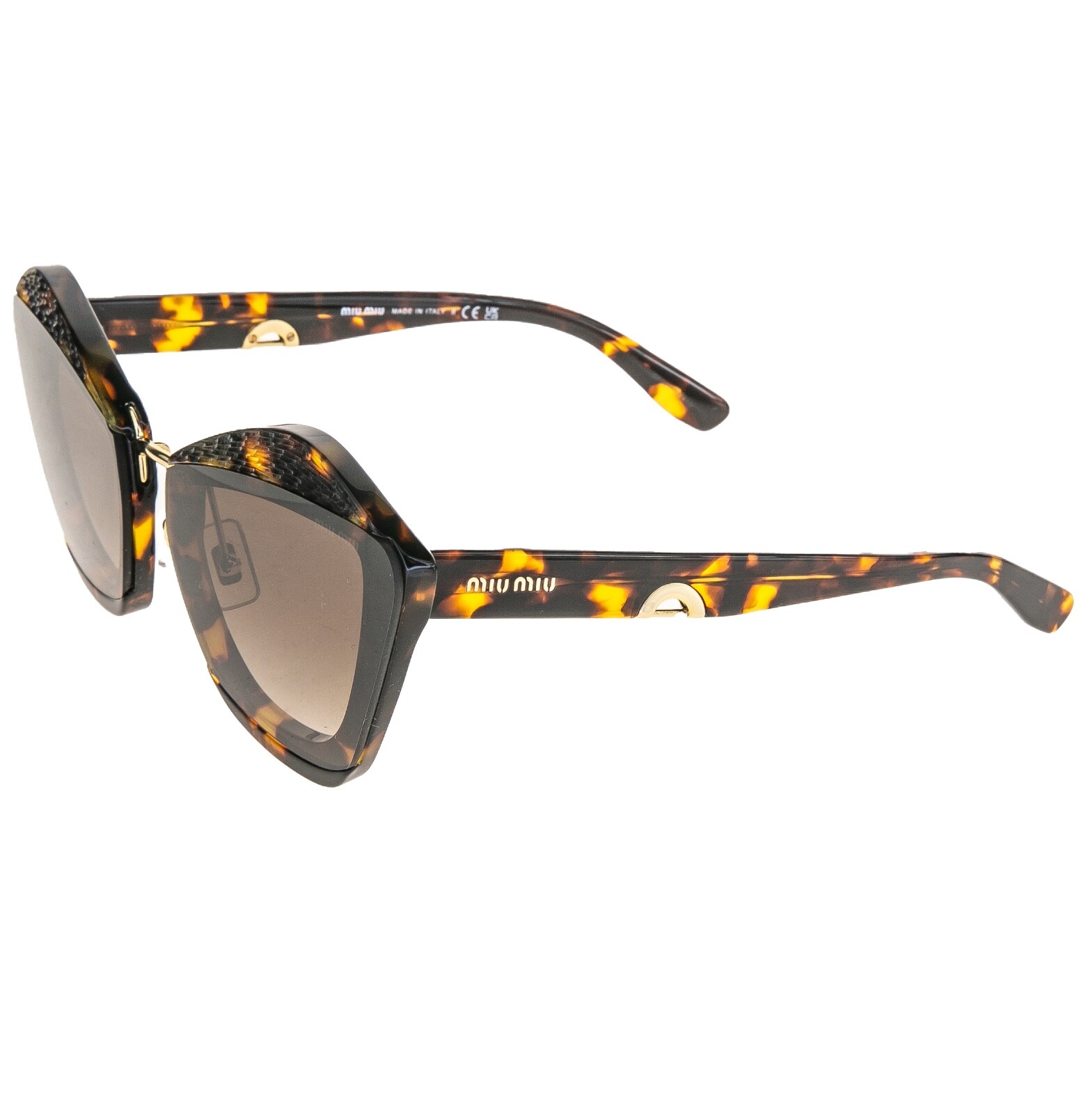 Pre-owned Miu Miu Charm Mu01xs Dark Brown Havana Geometric Luxury Fashion Sunglasses 01x In Vau-6s1