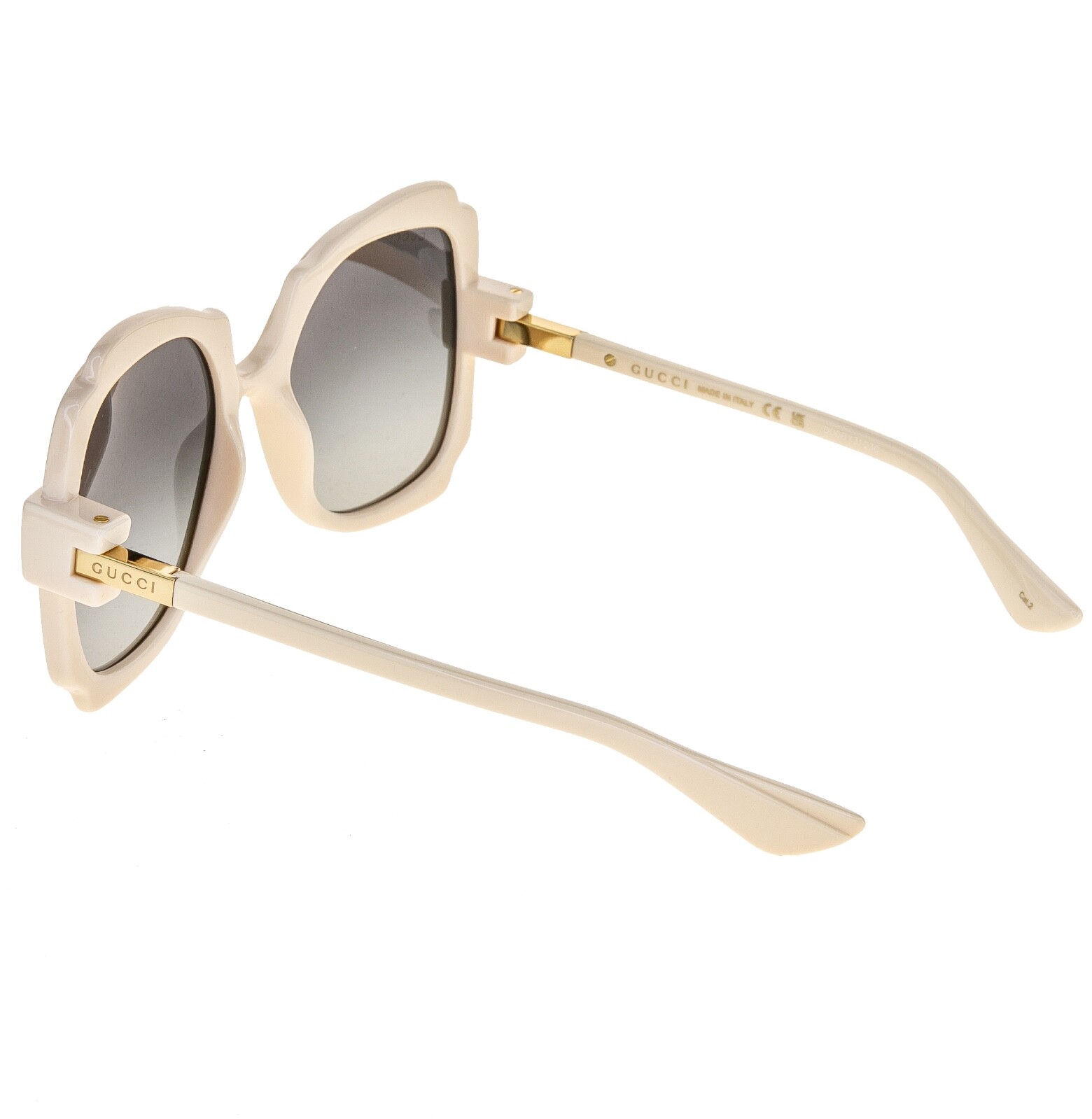 Pre-owned Gucci Ivory Grey 1431 Oversized Retro Gg1431s Sunglasses 004 Authentic In Gray