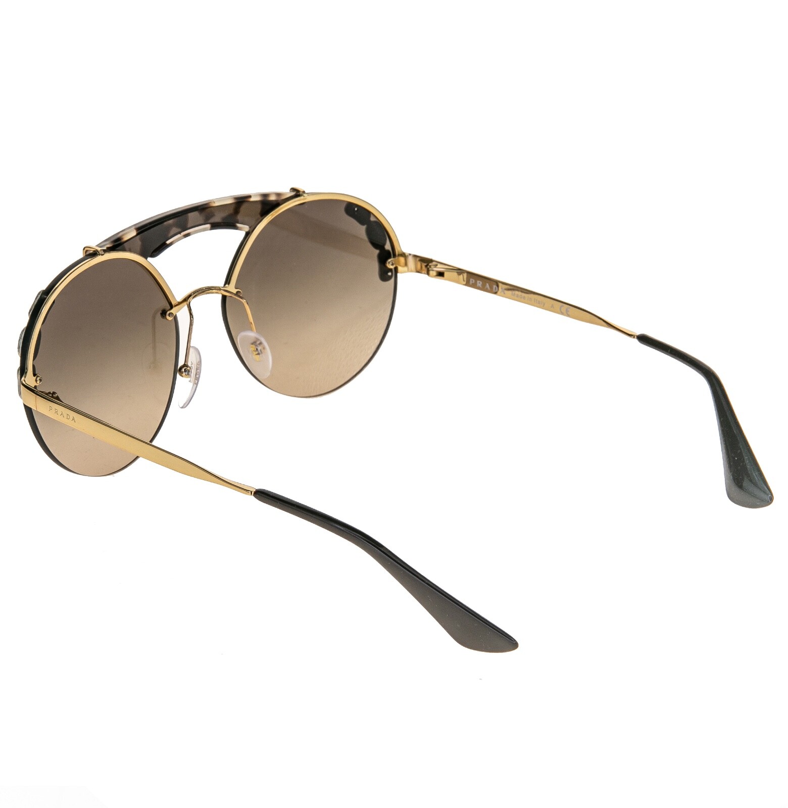 Pre-owned Prada Ornate Crystal Jewel Stud Sunglasses 52u Brown Pr52us Snoop Dodd Olympics In C3o-3d0