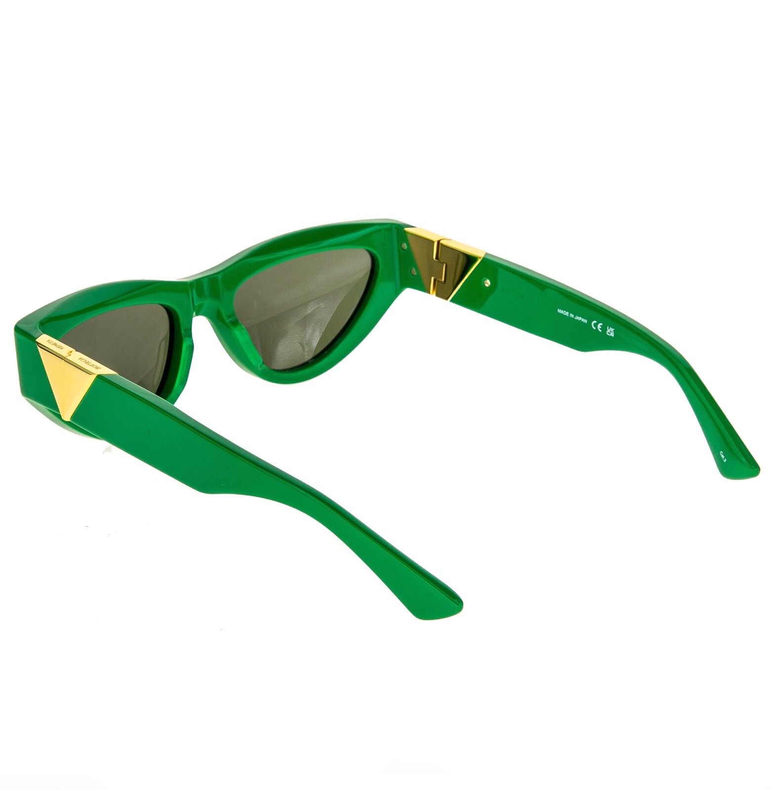 Pre-owned Bottega Veneta Angle Classic Bv1176s Green Bold Narrow Cat Sunglasses 1176 003
