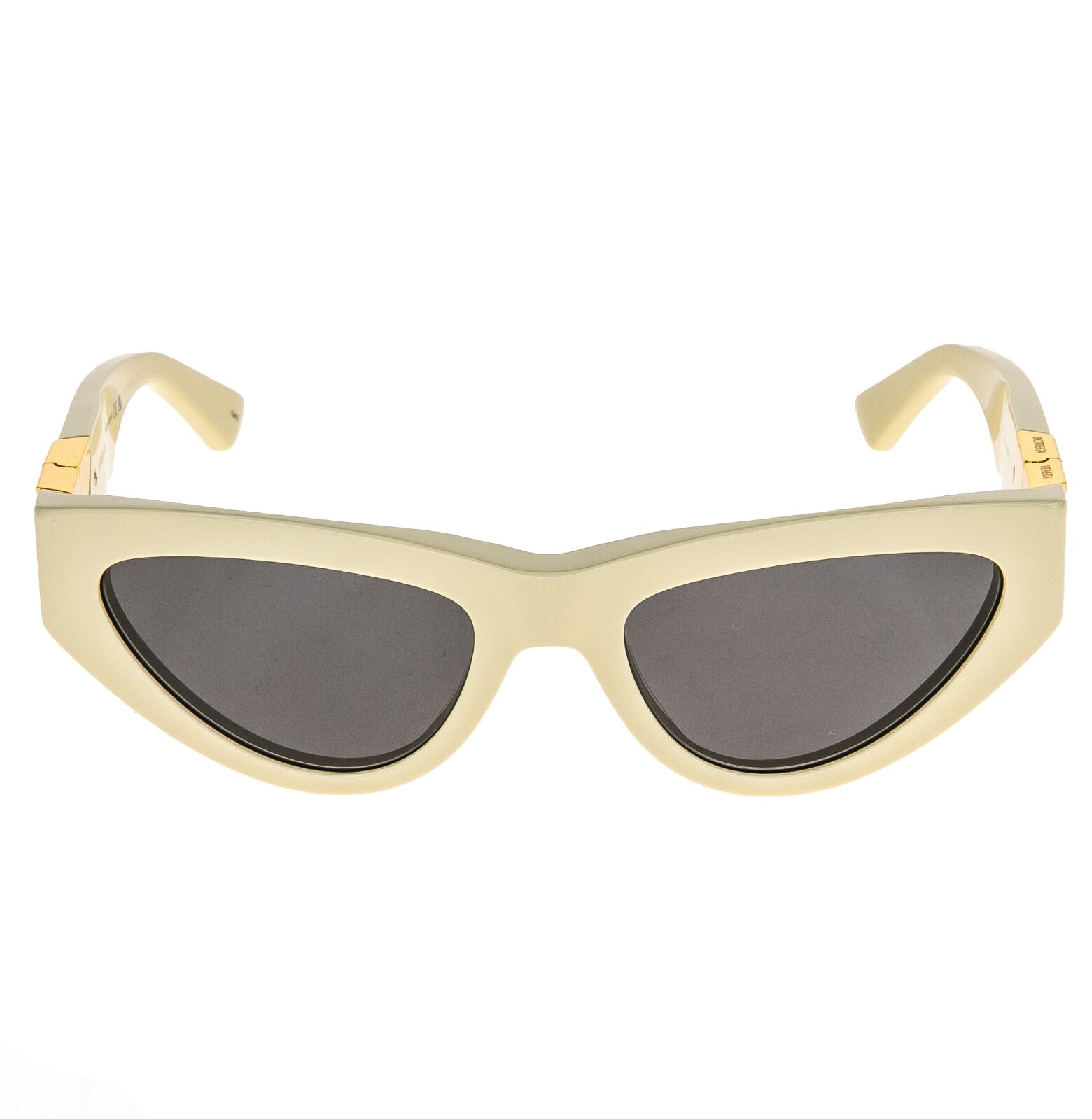 Pre-owned Bottega Veneta Angle Classic Bv1176s Ivory Bold Narrow Cat Sunglasses 1176 004 In Gray