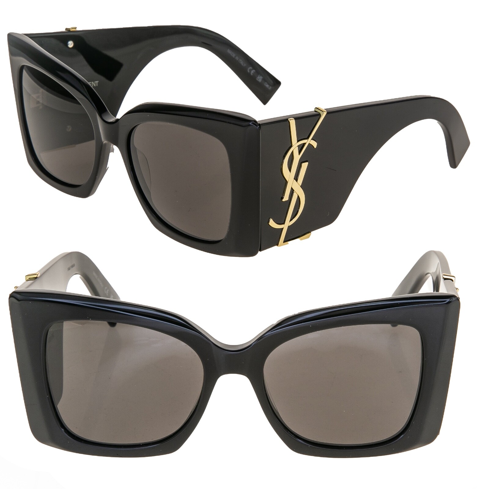 Pre-owned Saint Laurent Blaze Ysl Slm119 001 Black Bold Cassandre Logo Sunglass 119 M119 In Gray