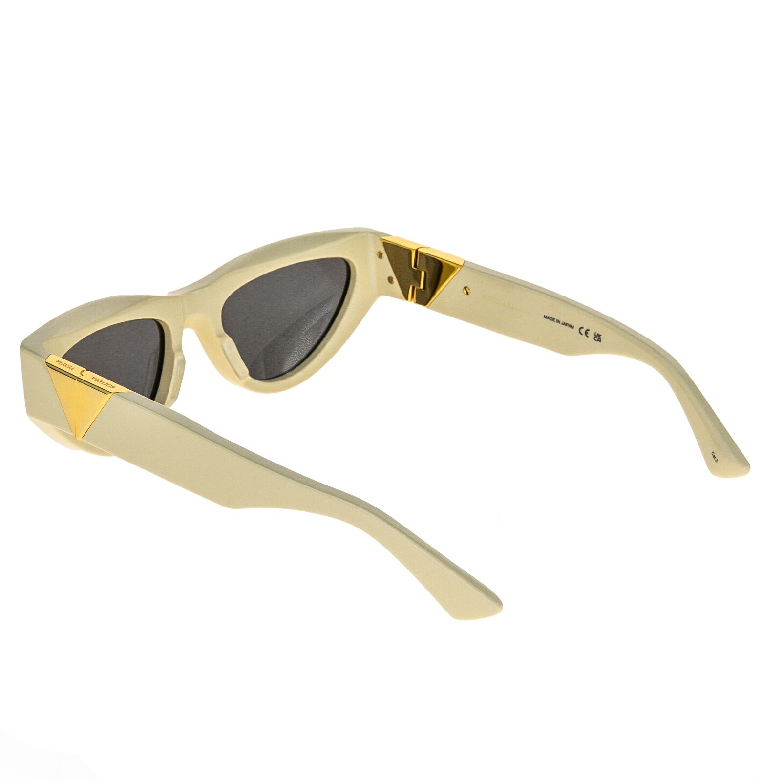 Pre-owned Bottega Veneta Angle Classic Bv1176s Ivory Bold Narrow Cat Sunglasses 1176 004 In Gray