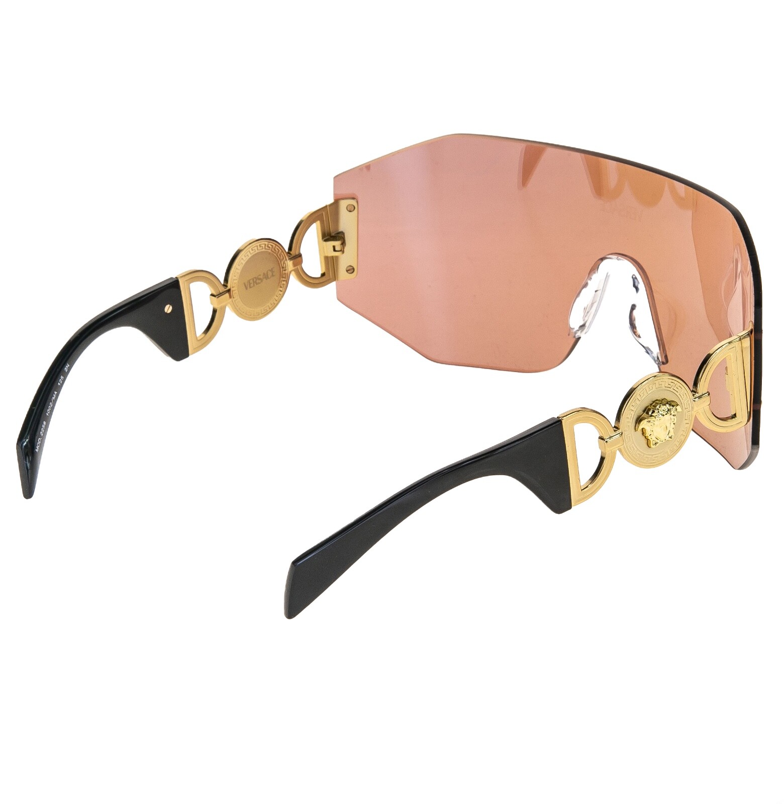 Pre-owned Versace Medusa Biggie Mask 2258 Black Blue Mirrored Ve2258 Unisex Sunglasses