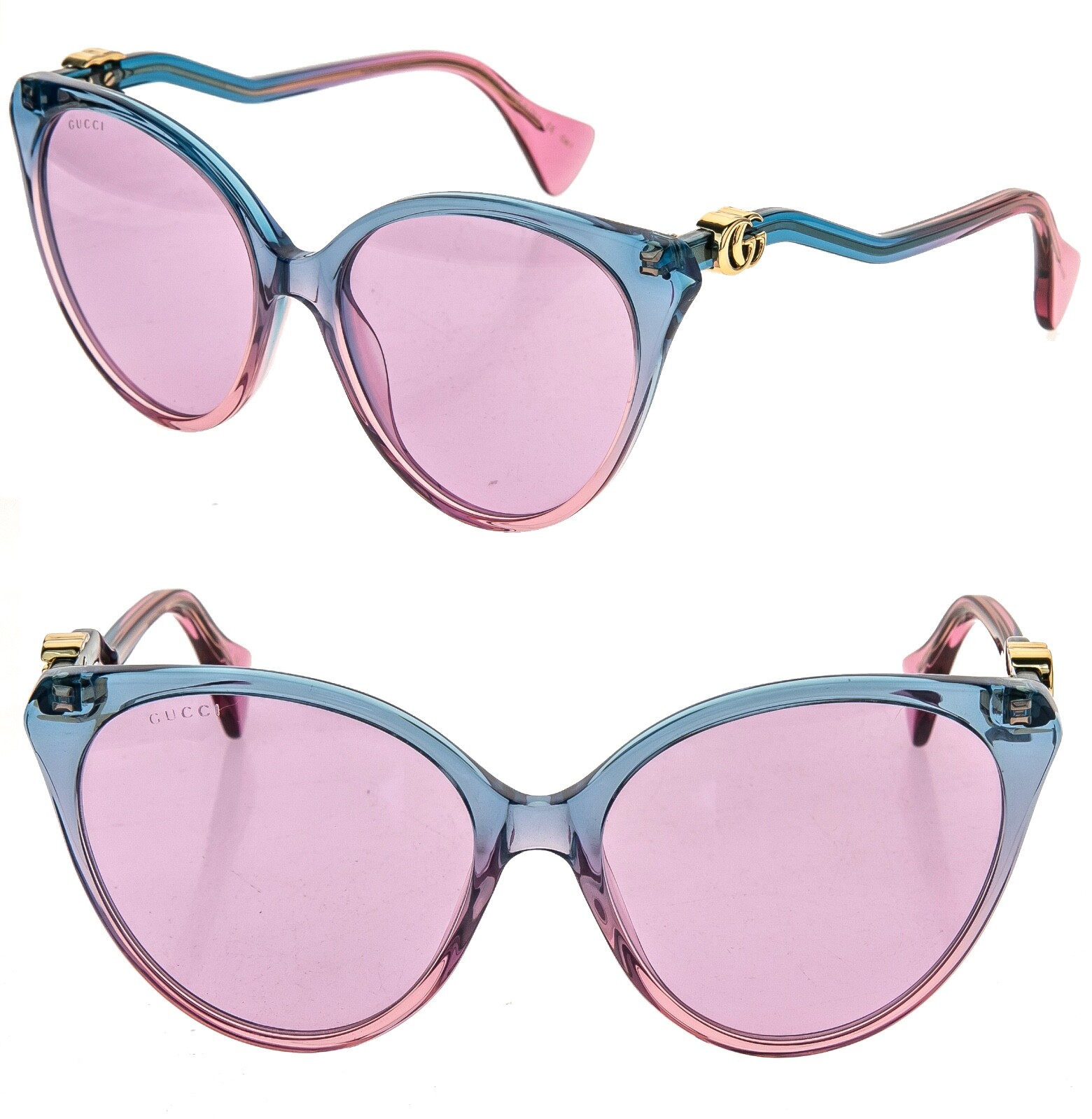 GUCCI 1011 Blue Crystal Pink Wave Gradient 003 Logo Summer