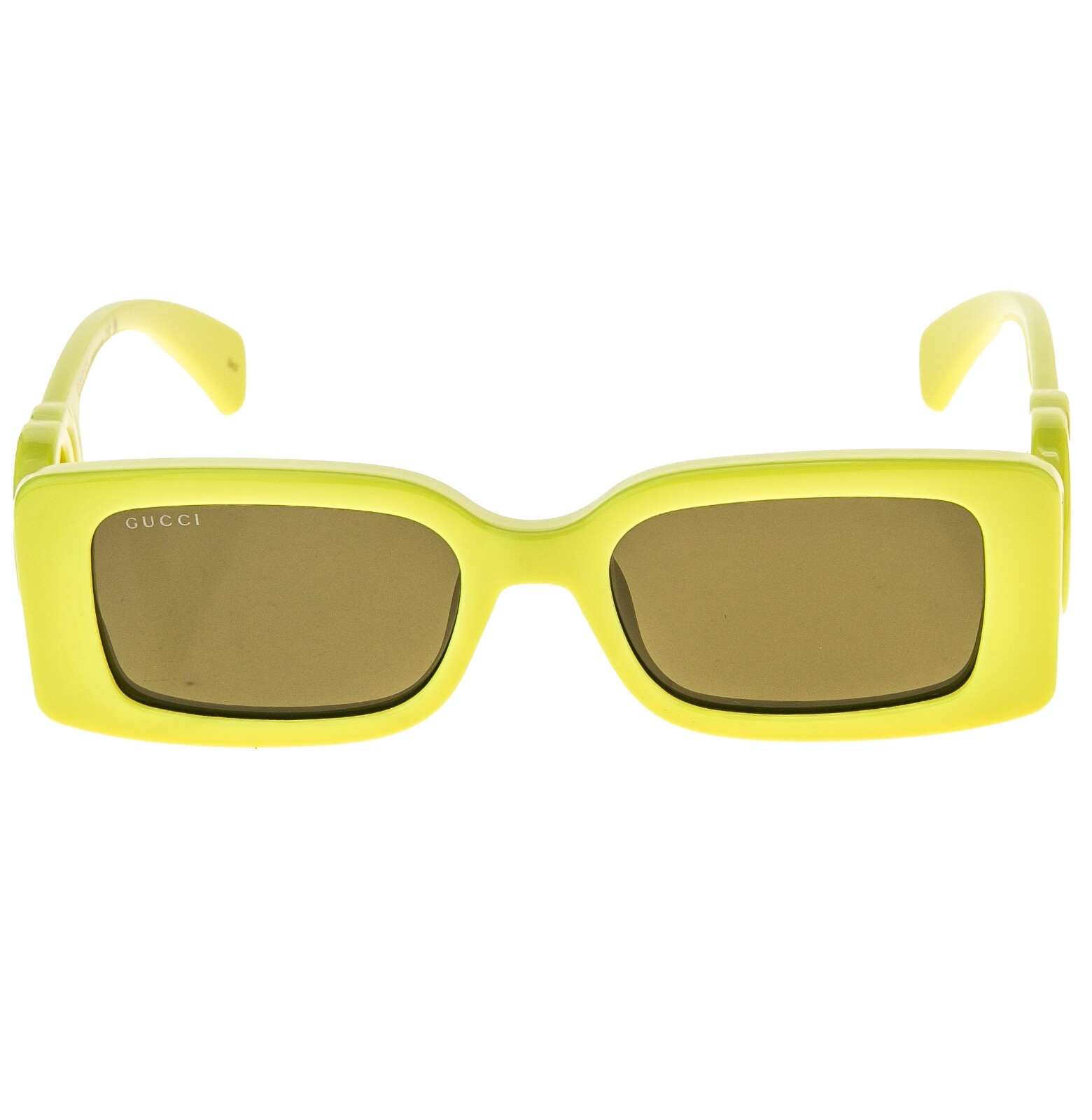 Pre-owned Gucci Couture 1325 Yellow Gg Logo 007 Narrow Fashion Square Sunglasses Gg1325s In Brown