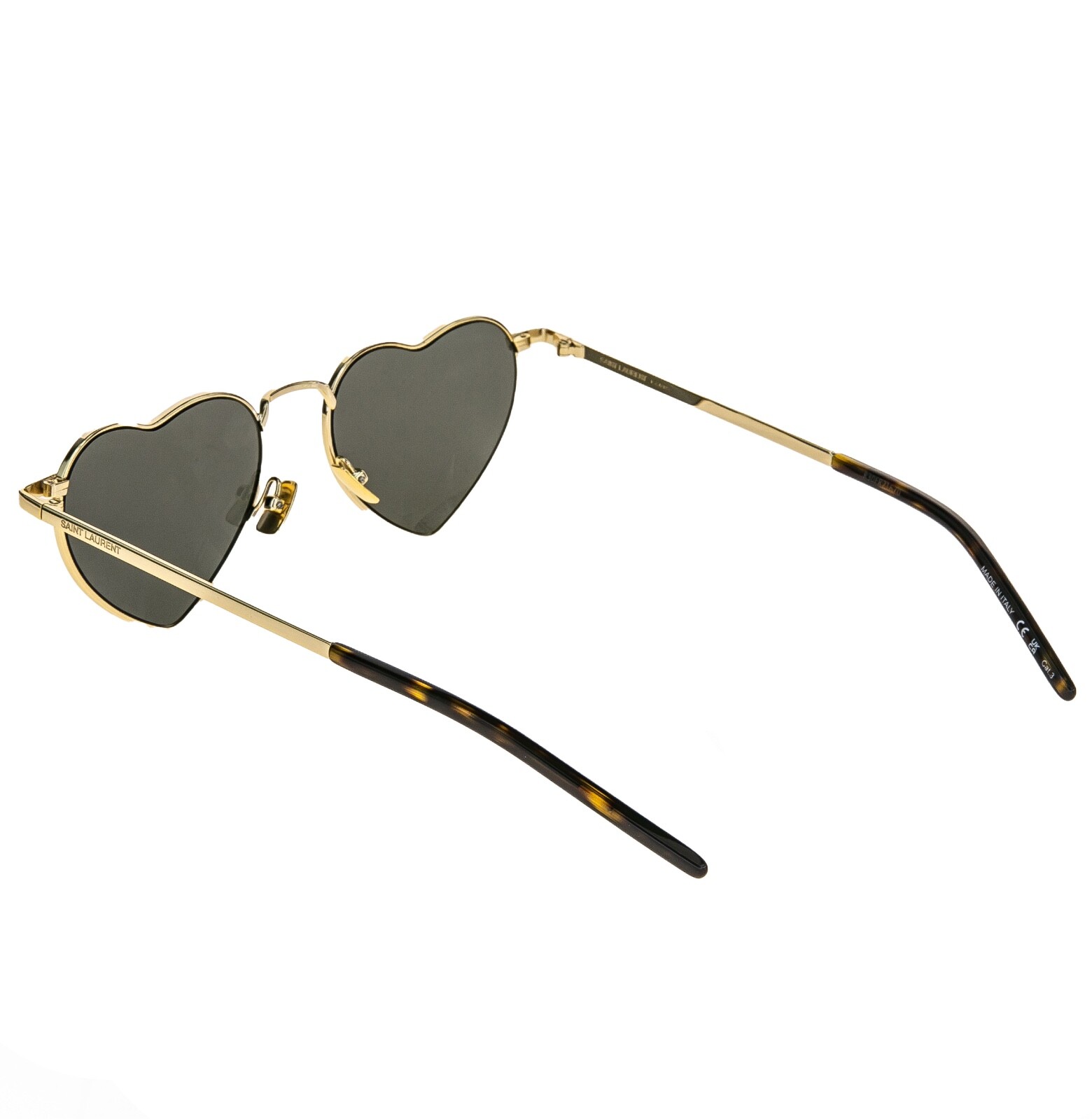 Pre-owned Saint Laurent Authentic Loulou 301 Sl301 Gold Gray Metal Heart Sunglasses 004
