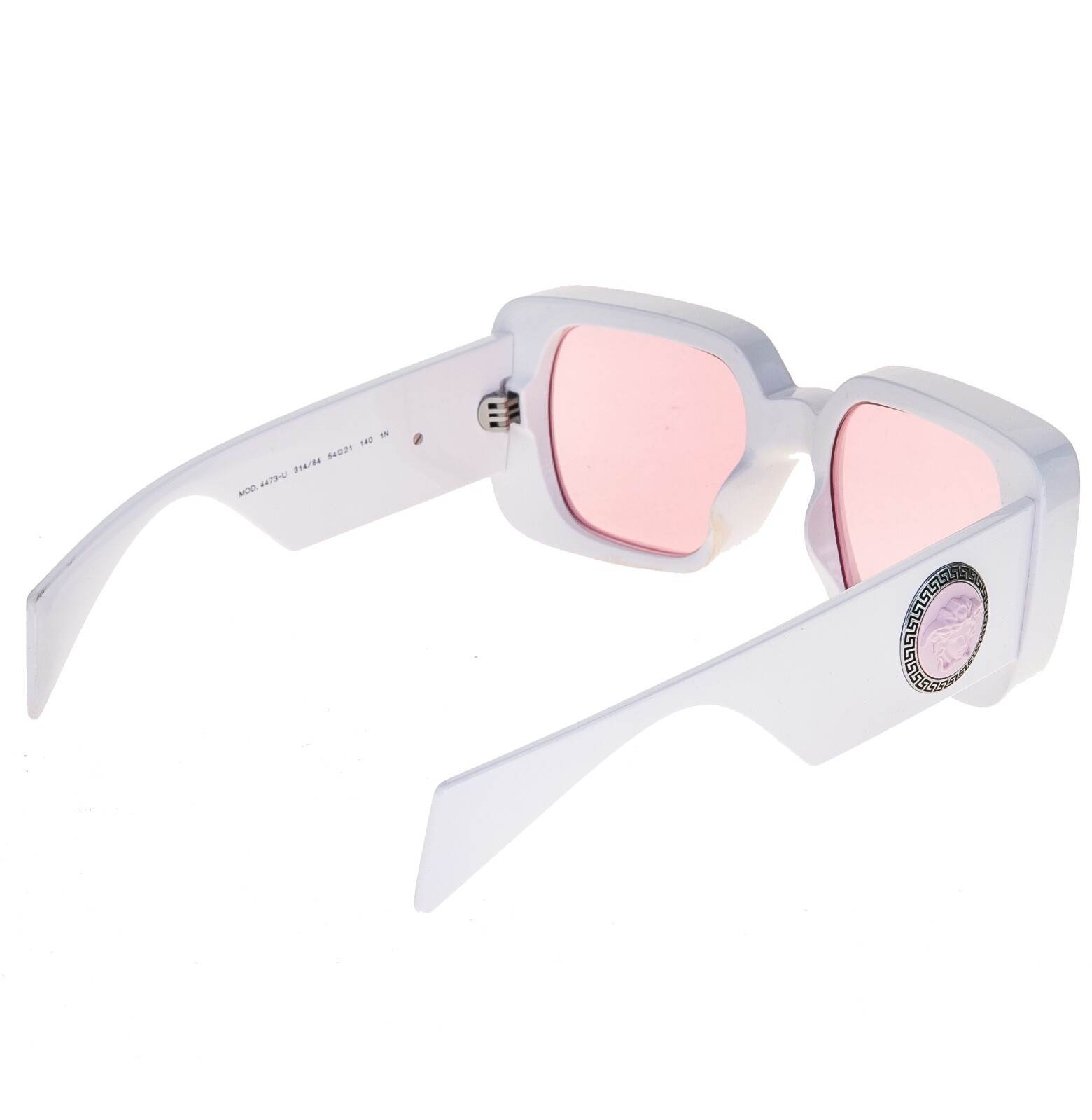 Pre-owned Versace Medusa Medallion 4473 White Pink Ve4473 Unisex Chunky Statement Sunglass