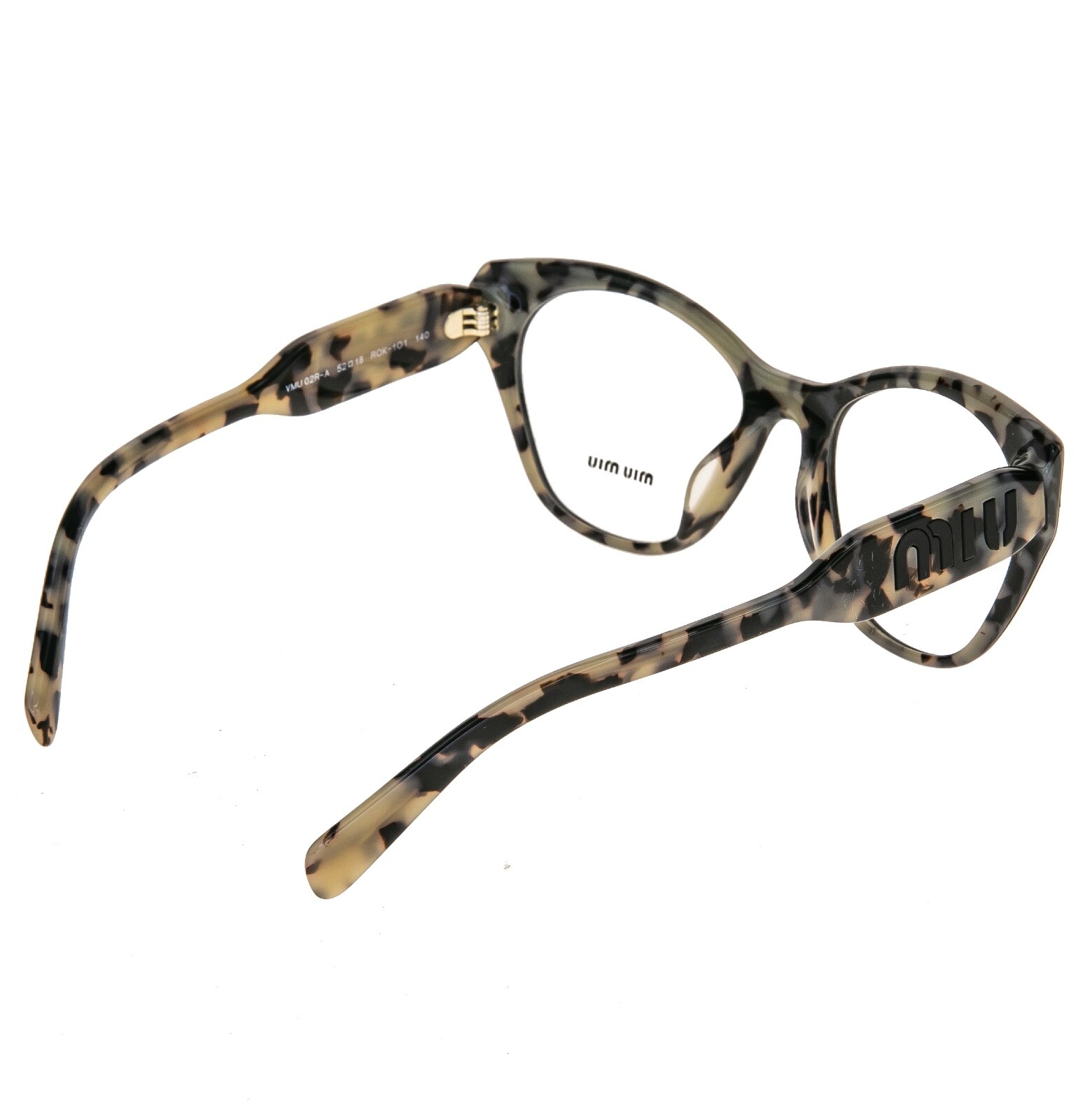 Pre-owned Miu Miu Logomania Crystal 02r Black Sand Havana 52mm Eyeglasses Frame Mu02rv In Demo Lens
