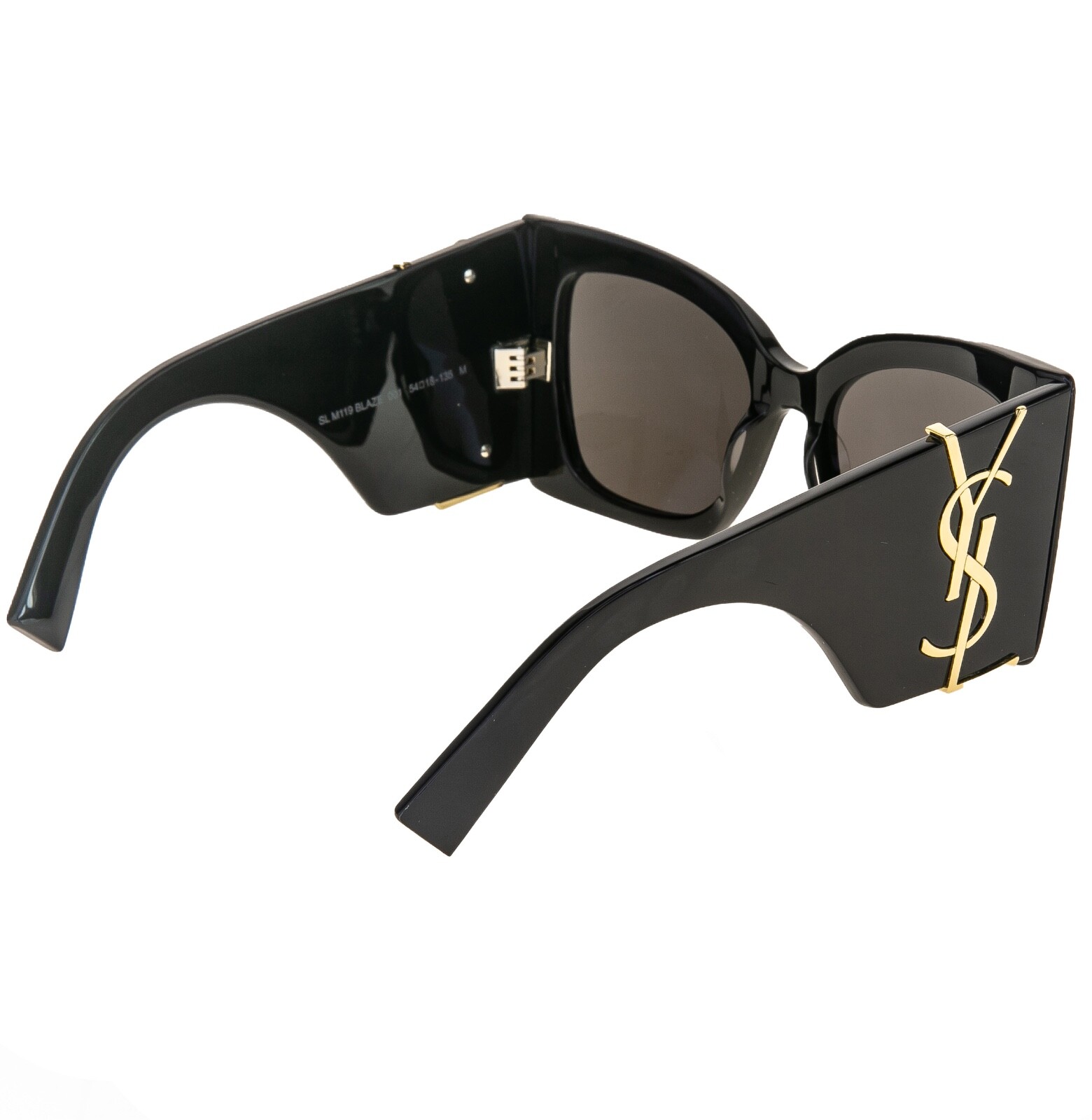 Pre-owned Saint Laurent Blaze Ysl Slm119 001 Black Bold Cassandre Logo Sunglass 119 M119 In Gray