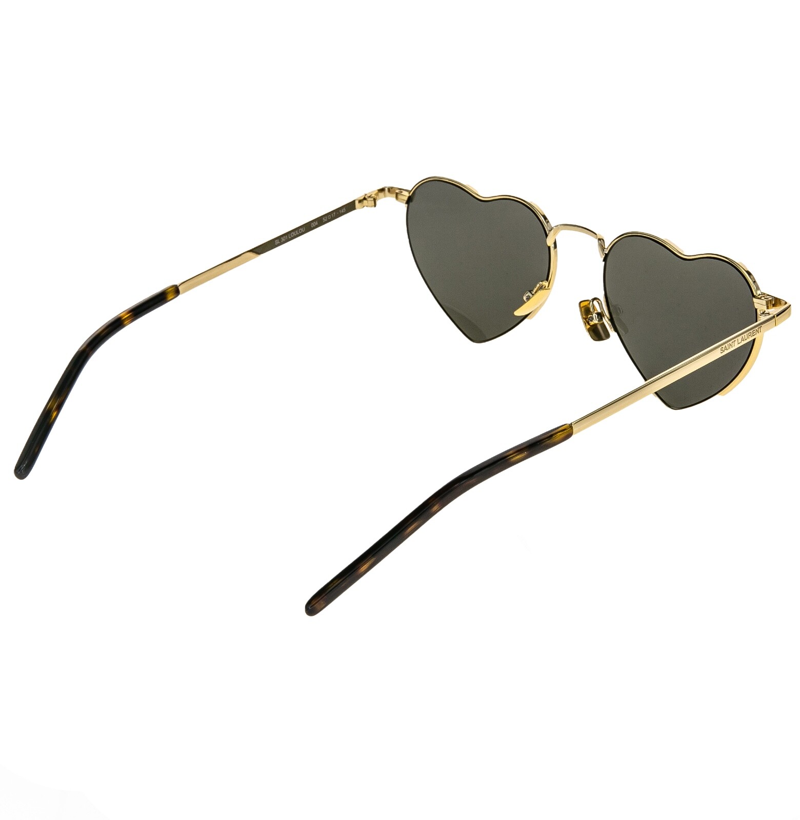 Pre-owned Saint Laurent Authentic Loulou 301 Sl301 Gold Gray Metal Heart Sunglasses 004