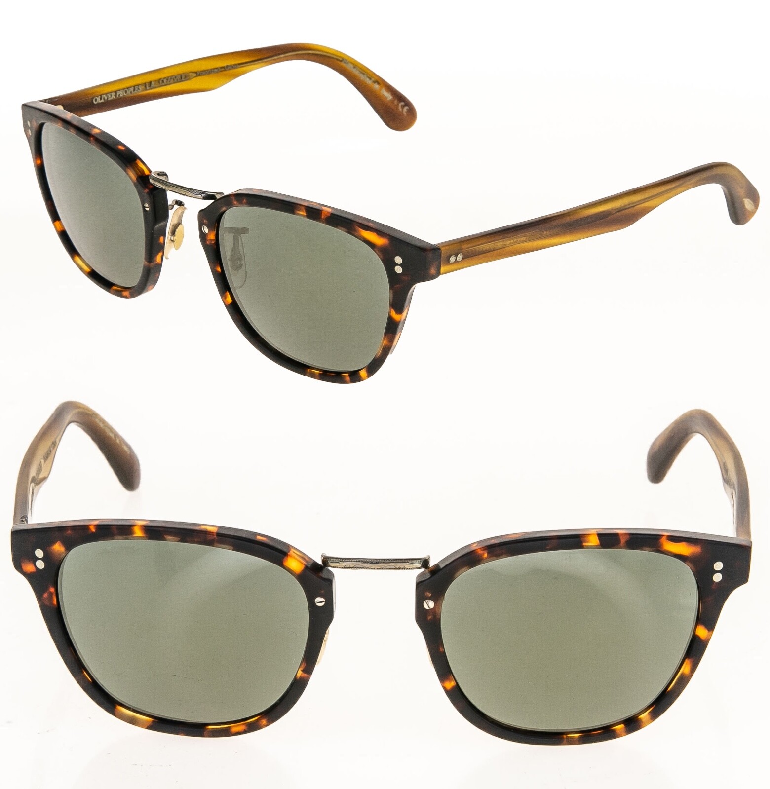 Pre-owned Oliver Peoples 5369 Lerner Sunglasses Ov5369s Tortoise Green Mirrored Polarized