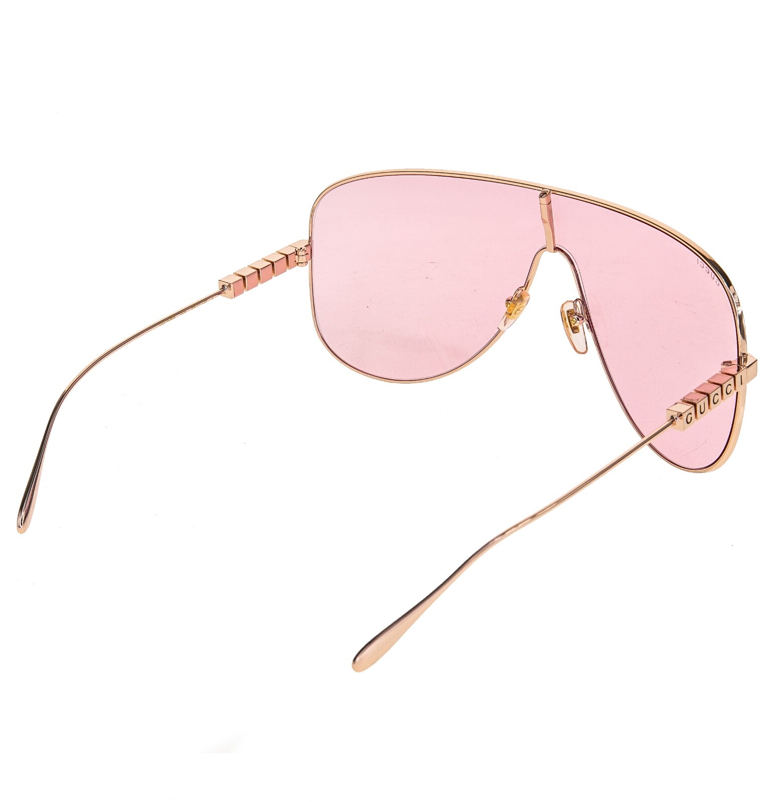 Pre-owned Gucci 1436 Pink Rose Gold Gg1436s Aviator Mask Unisex Metal Sunglasses 004