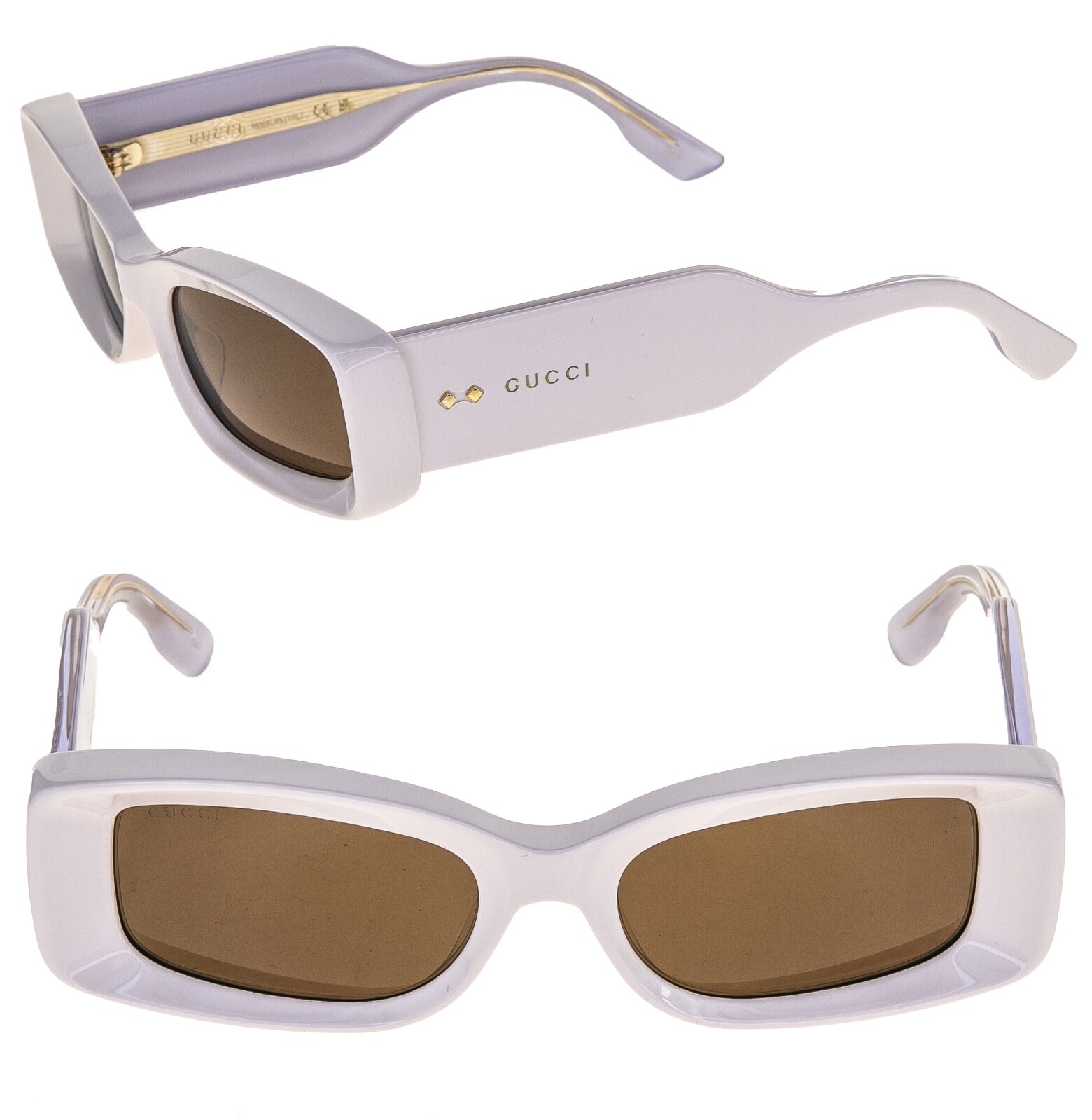 GUCCI 1528 Ivory Lilac Narrow Sculpted Logo Pin Gg1528S