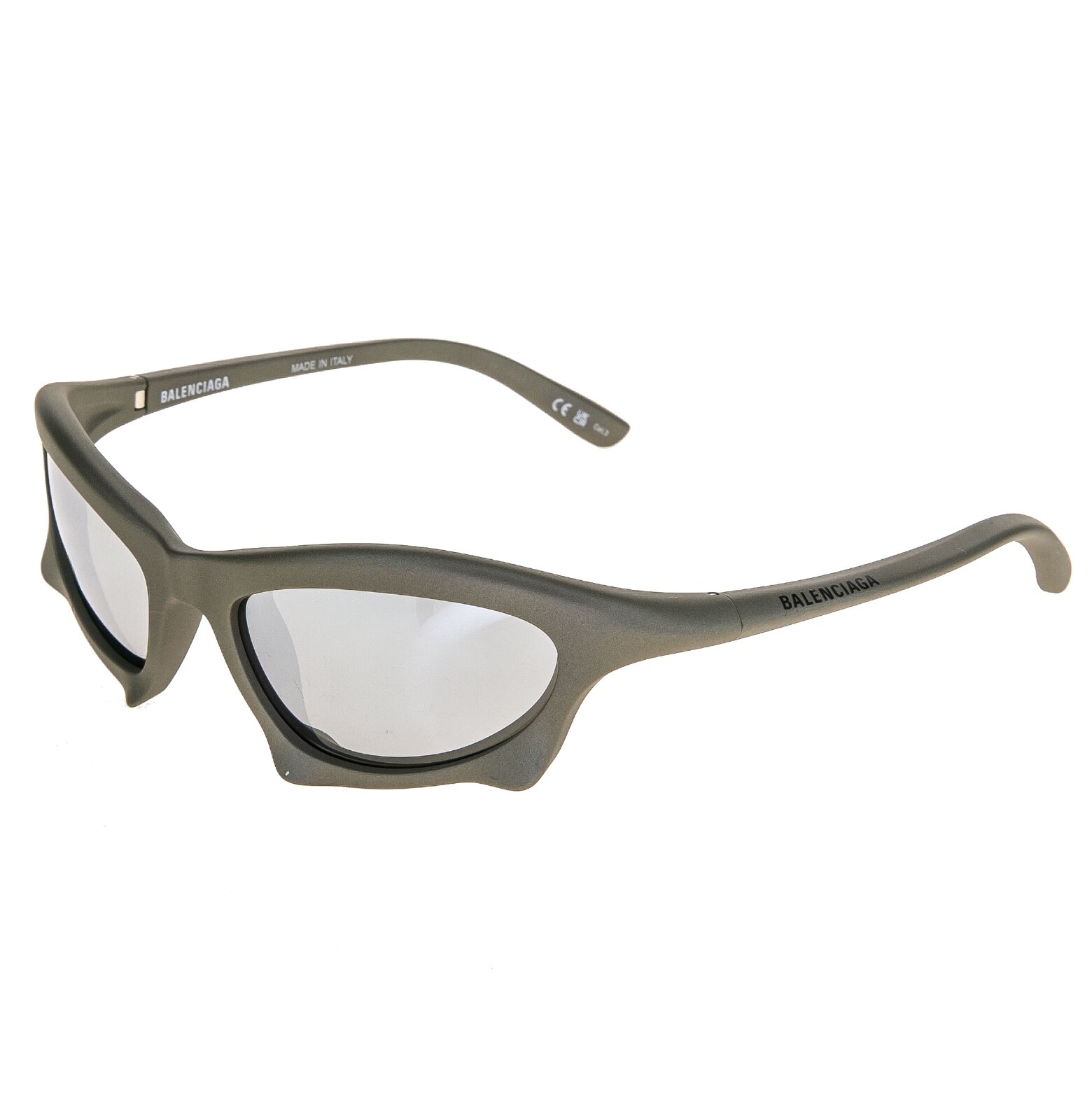 Pre-owned Balenciaga Bat 0229 Gray Silver Mirror 004 Fashion Demna Mask Sunglasses Bb0229s