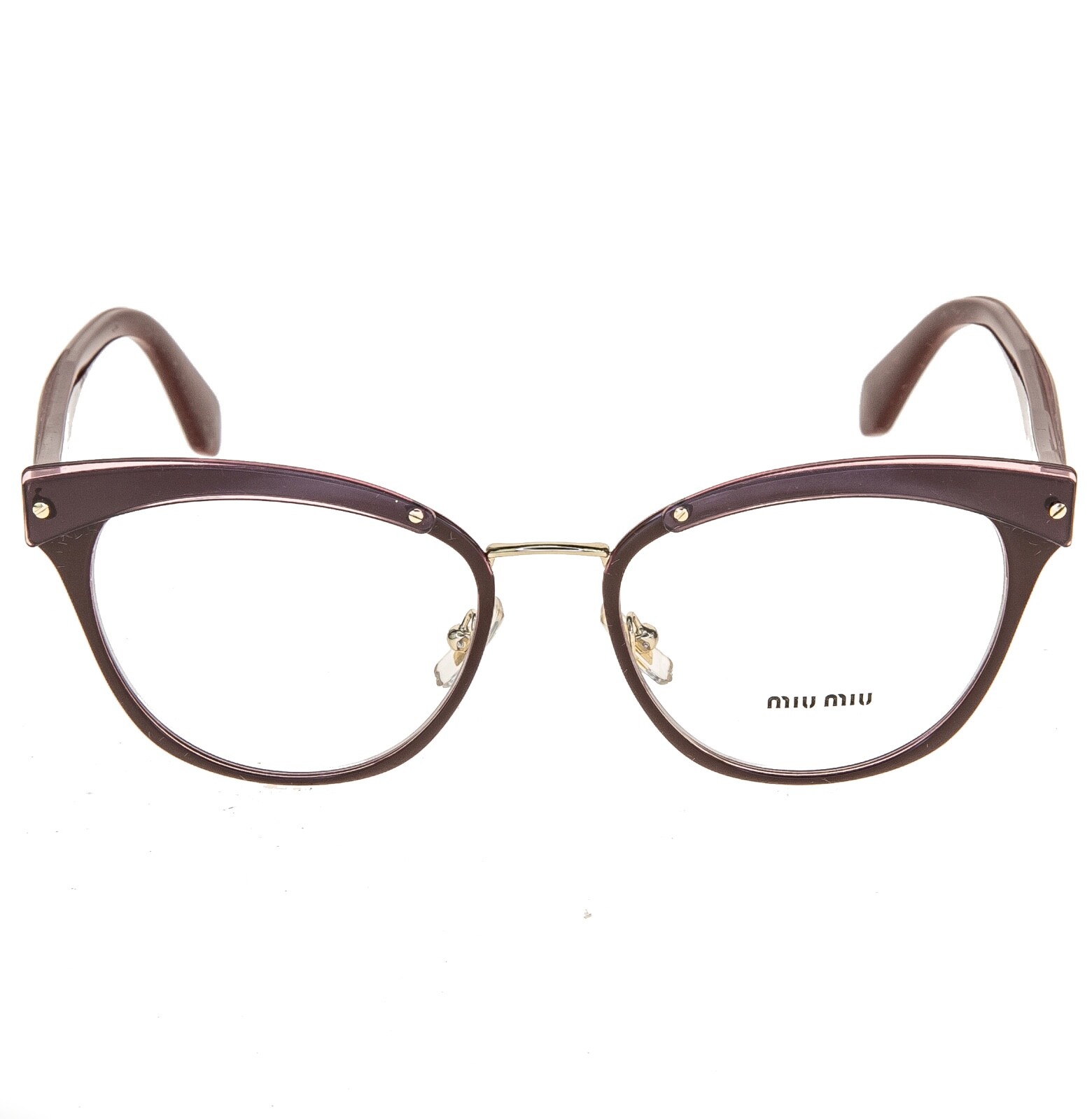 Pre-owned Miu Miu Rasoir 54q Gold Layers Red Pink 52mm Eyeglasses Optical Frame Mu54qv In Demo Lens
