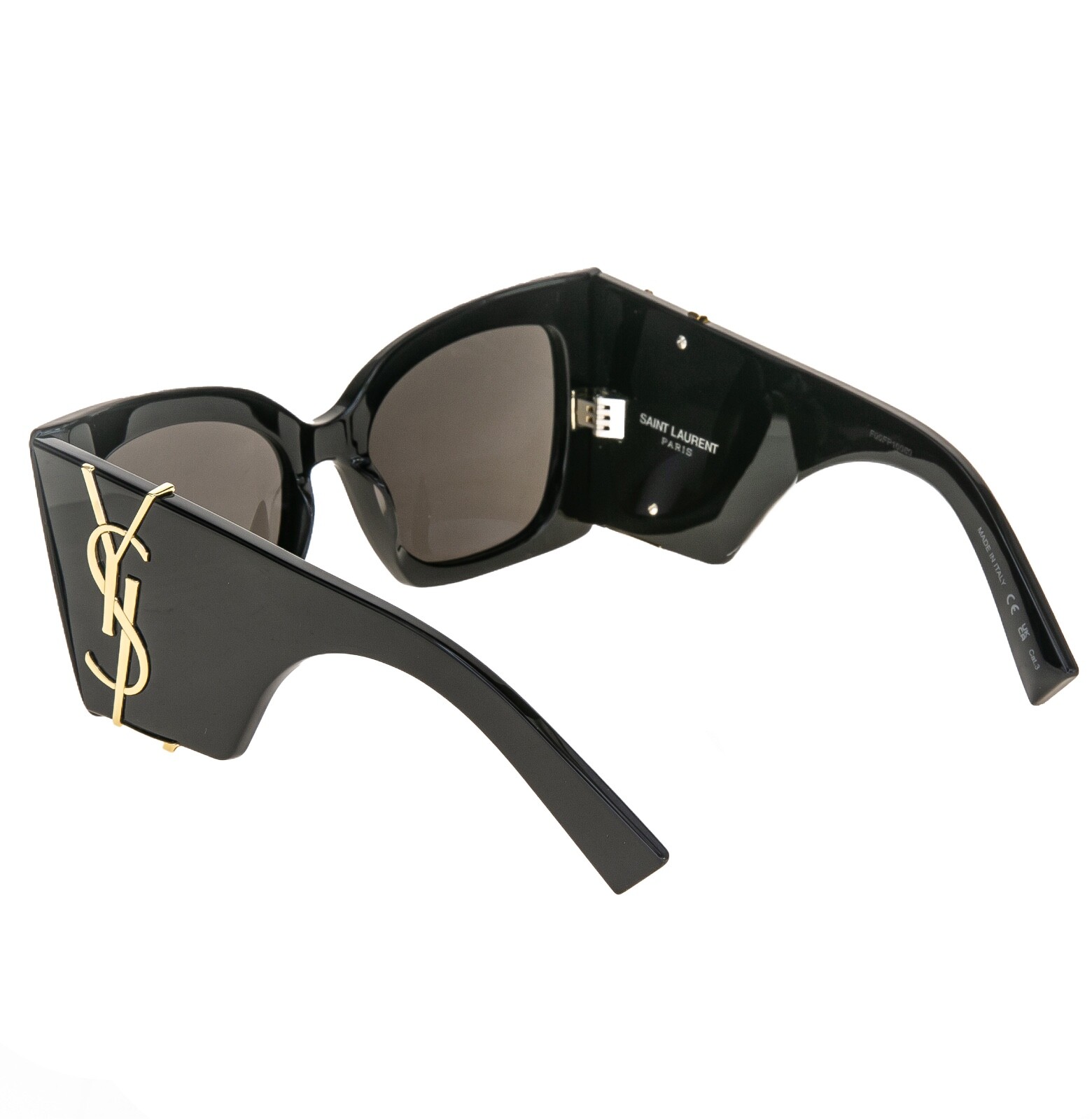 Pre-owned Saint Laurent Blaze Ysl Slm119 001 Black Bold Cassandre Logo Sunglass 119 M119 In Gray