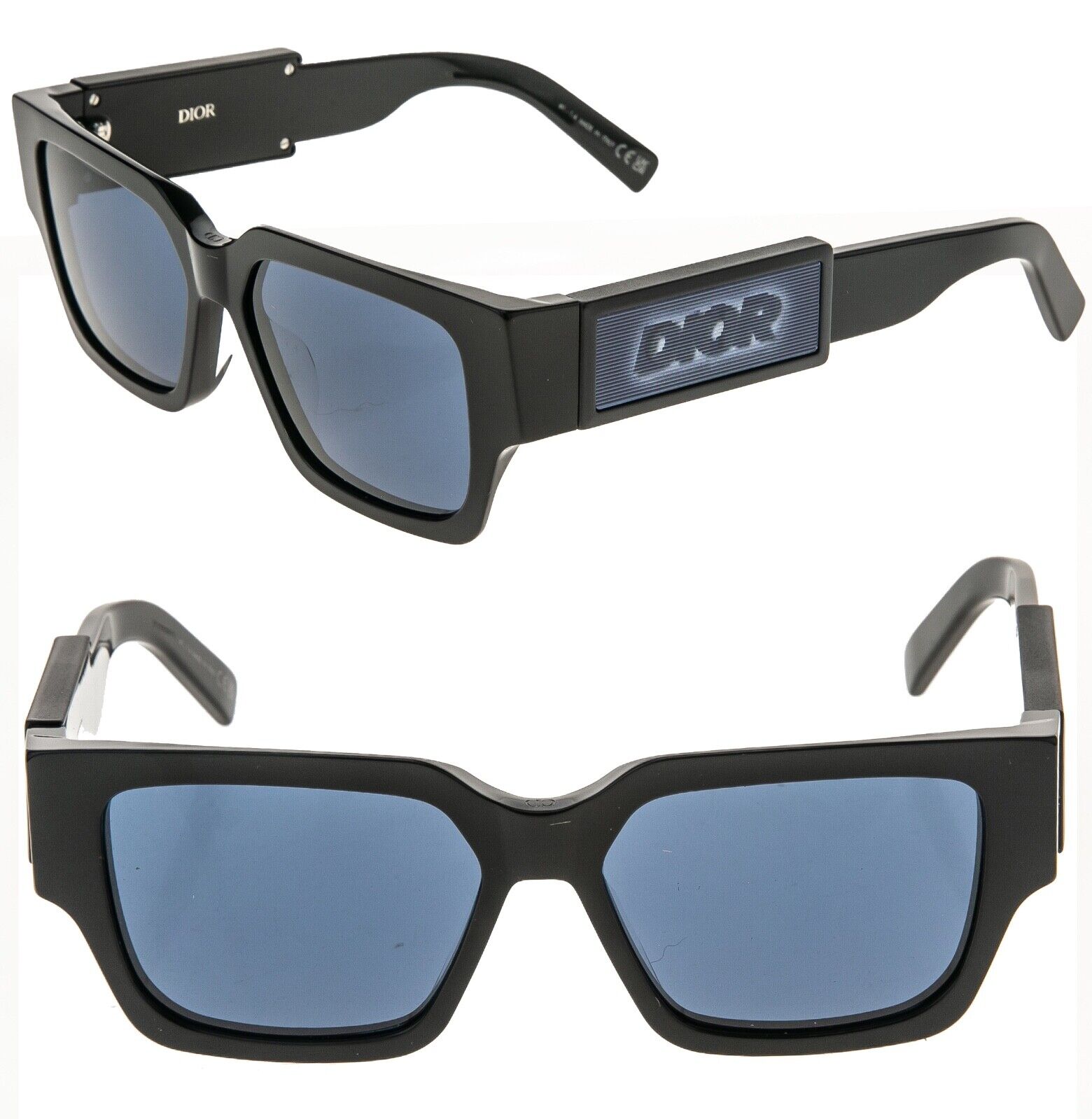 CHRISTIAN DIOR HOLOGRAPHIC CD Logo Black Blue Sunglasses CHRISTIAN DIOR HOLOGRAPHIC CD Logo Black Blue Sunglasses