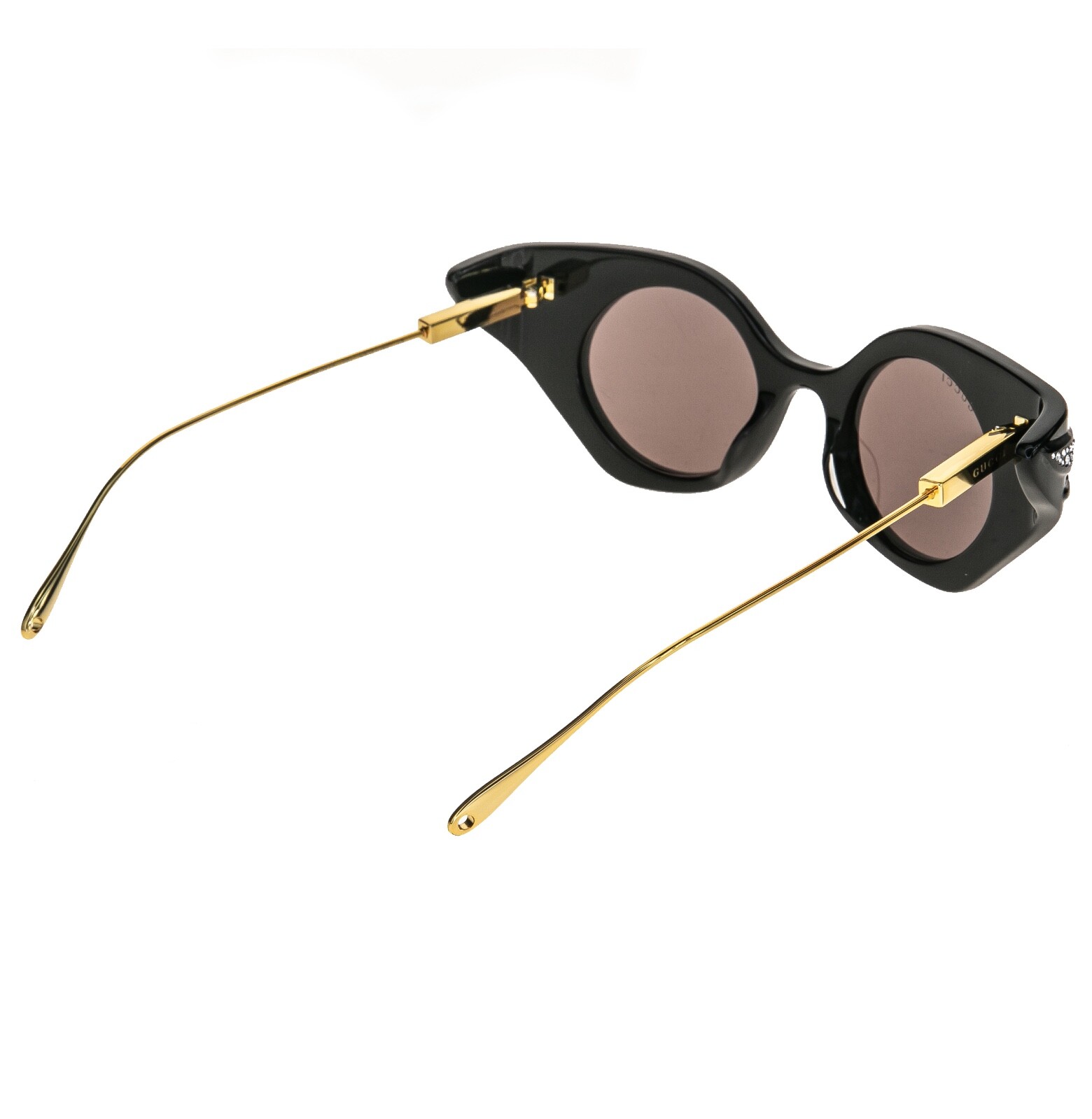 Pre-owned Gucci Hollywood Forever 1327 Black Strass Crystal Gg1327s Wing Sunglasses 001 In Brown