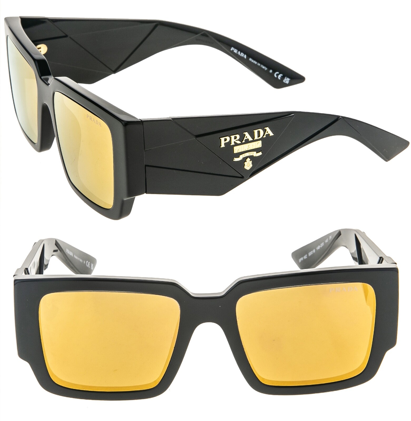 PRADA SYMBOLE Black Gold Mirrored Bold PR16ZS 16Z Fashion