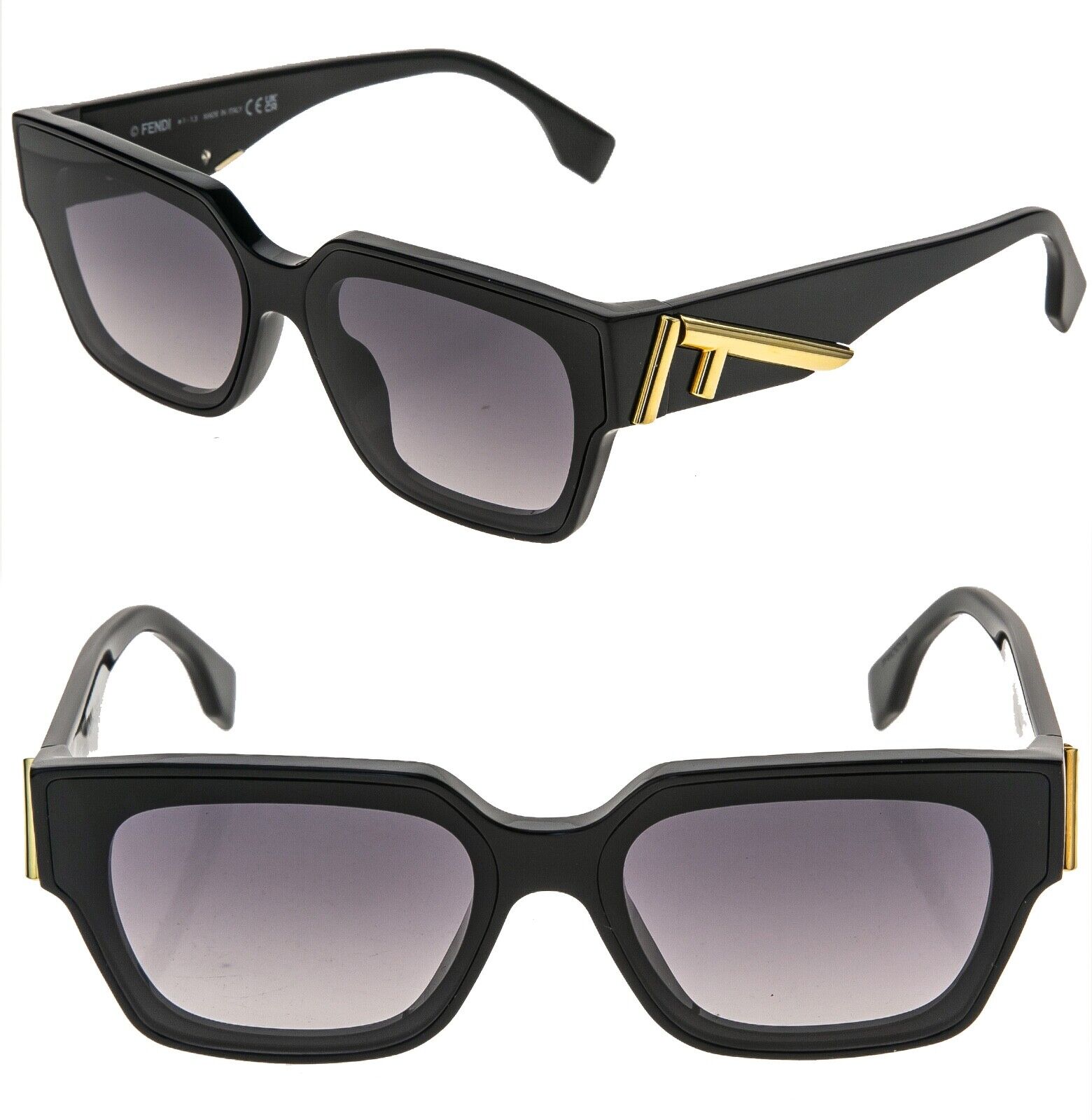 FENDI FIRST 40099 Black Logo Fashion Square Sunglasses FENDI FIRST 40099 Black Logo Fashion Square Sunglasses