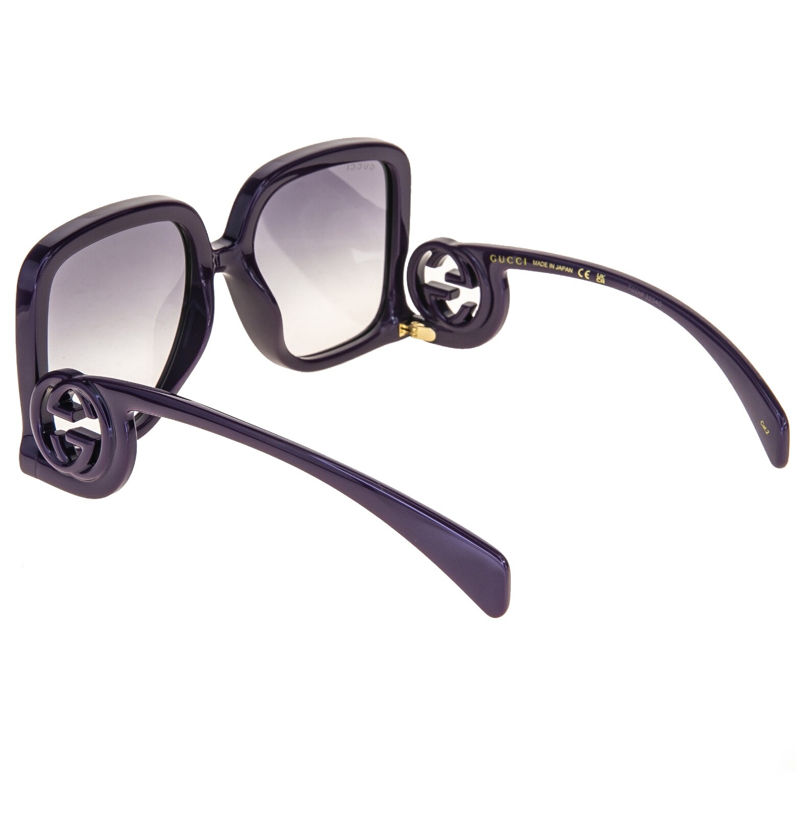 Pre-owned Gucci 1326 Violet Purple Gg Logo 003 Fashion Oversized Runway Sunglasses Gg1326s In Gray