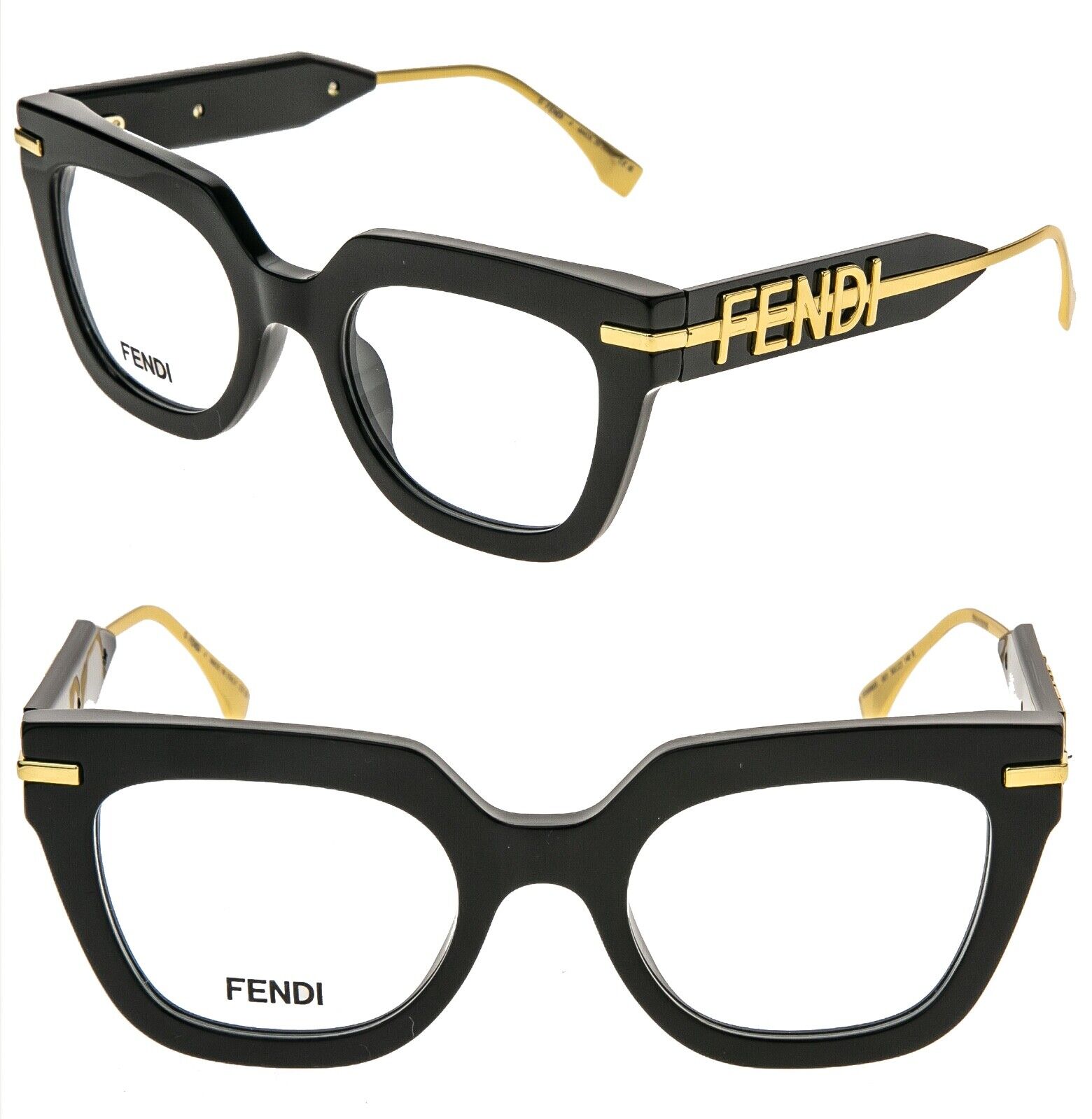 FENDI FENDIGRAPHY HOBO LOGO 50065 001 Black Eyeglass Optical FENDI FENDIGRAPHY HOBO LOGO 50065 001 Black Eyeglass Optical