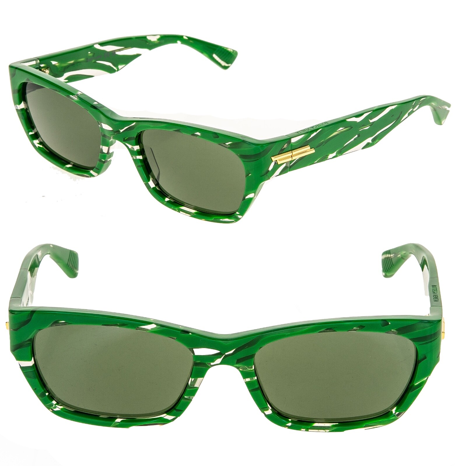 Pre-owned Bottega Veneta Bv1143s Green Zebra Print Unisex Narrow Sunglasses 1143 004