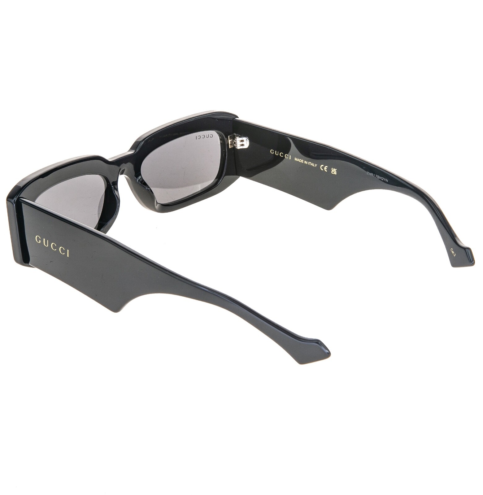 Pre-owned Gucci 1426 Black Narrow Rectangular Logo Gg1426s Unisex Sunglasses 001 In Gray