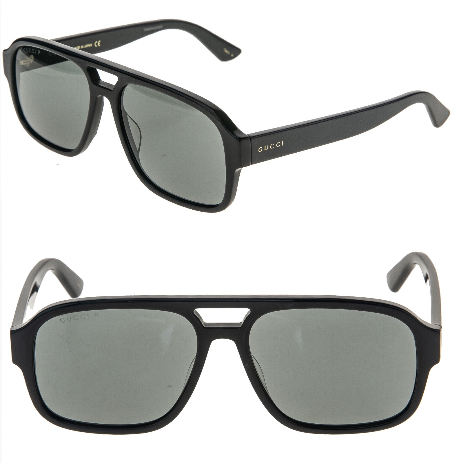 GUCCI 0925 Black Logo Polarized Square Aviator Unisex