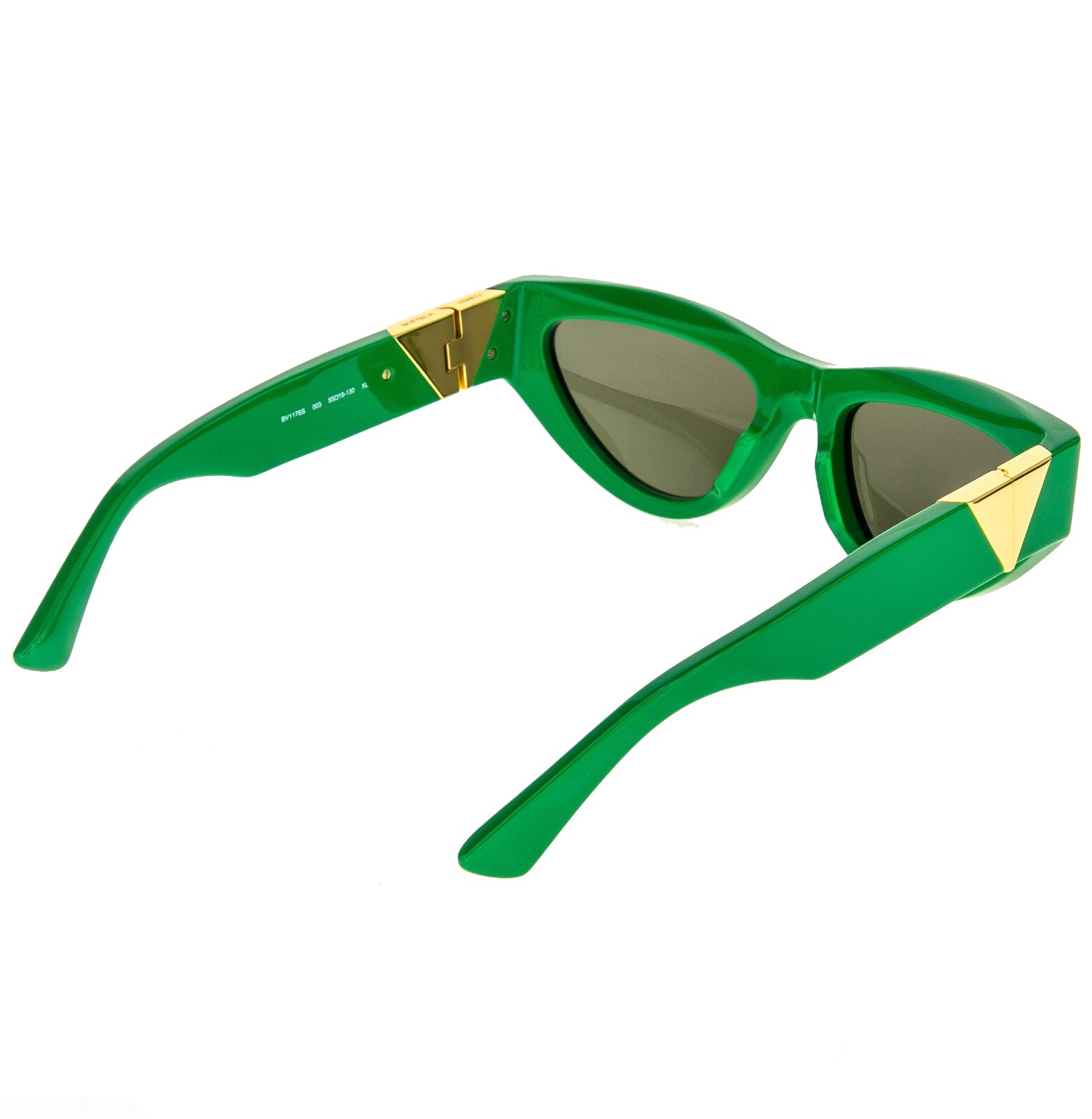 Pre-owned Bottega Veneta Angle Classic Bv1176s Green Bold Narrow Cat Sunglasses 1176 003