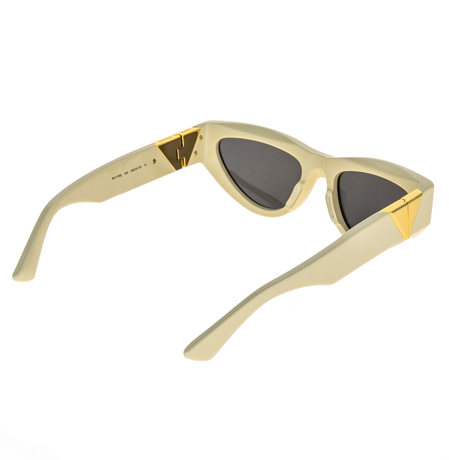 Pre-owned Bottega Veneta Angle Classic Bv1176s Ivory Bold Narrow Cat Sunglasses 1176 004 In Gray