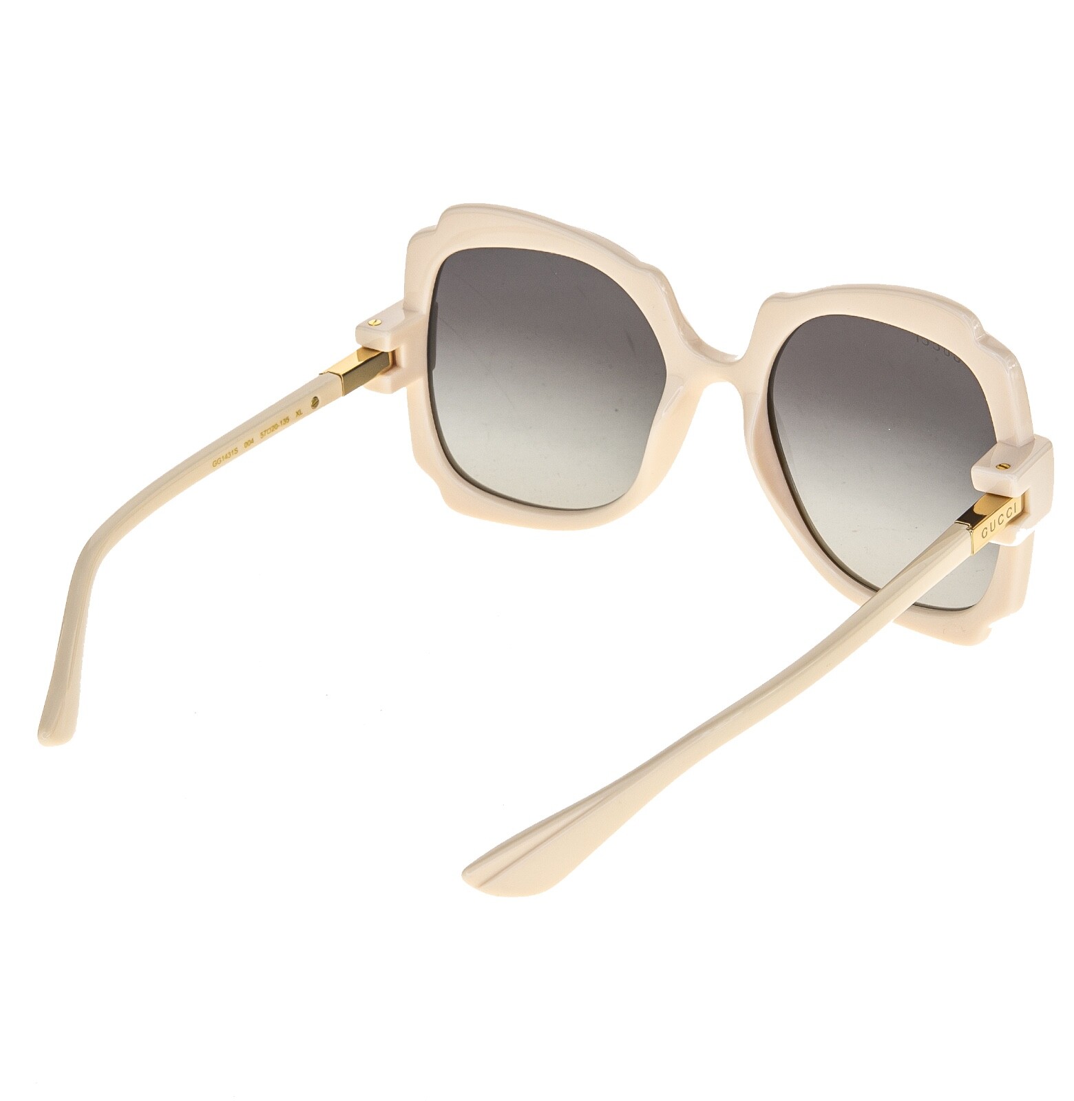 Pre-owned Gucci Ivory Grey 1431 Oversized Retro Gg1431s Sunglasses 004 Authentic In Gray