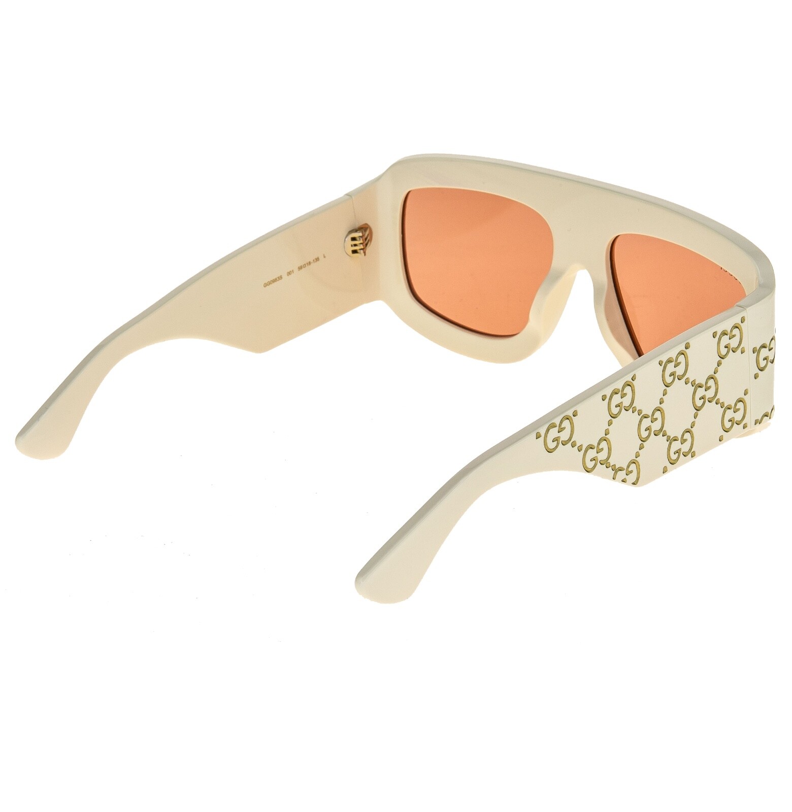 Pre-owned Gucci Authentic Monogram Print 0983 Ivory Orange Unisex Sunglasses Gg0983s 001