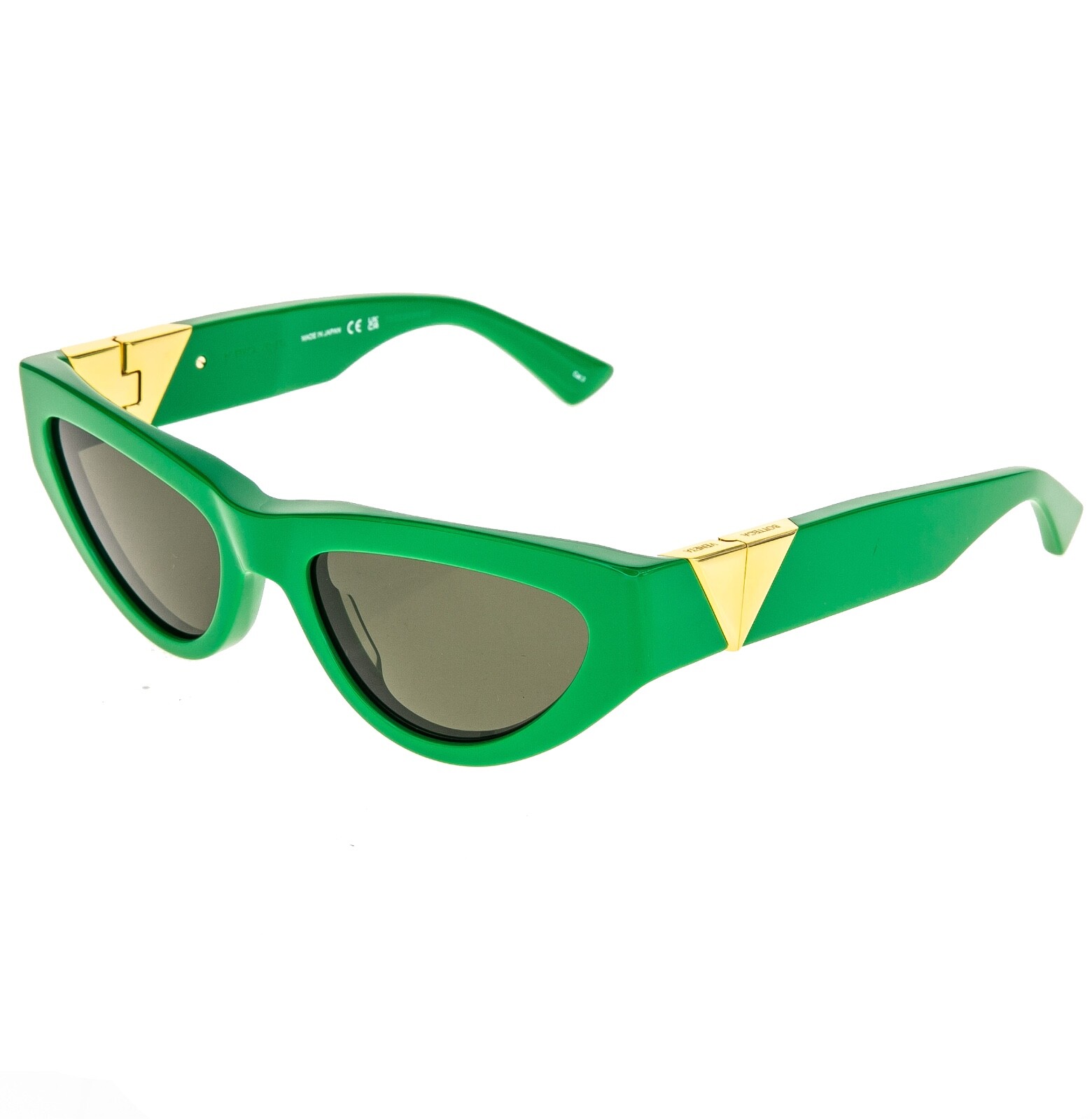Pre-owned Bottega Veneta Angle Classic Bv1176s Green Bold Narrow Cat Sunglasses 1176 003