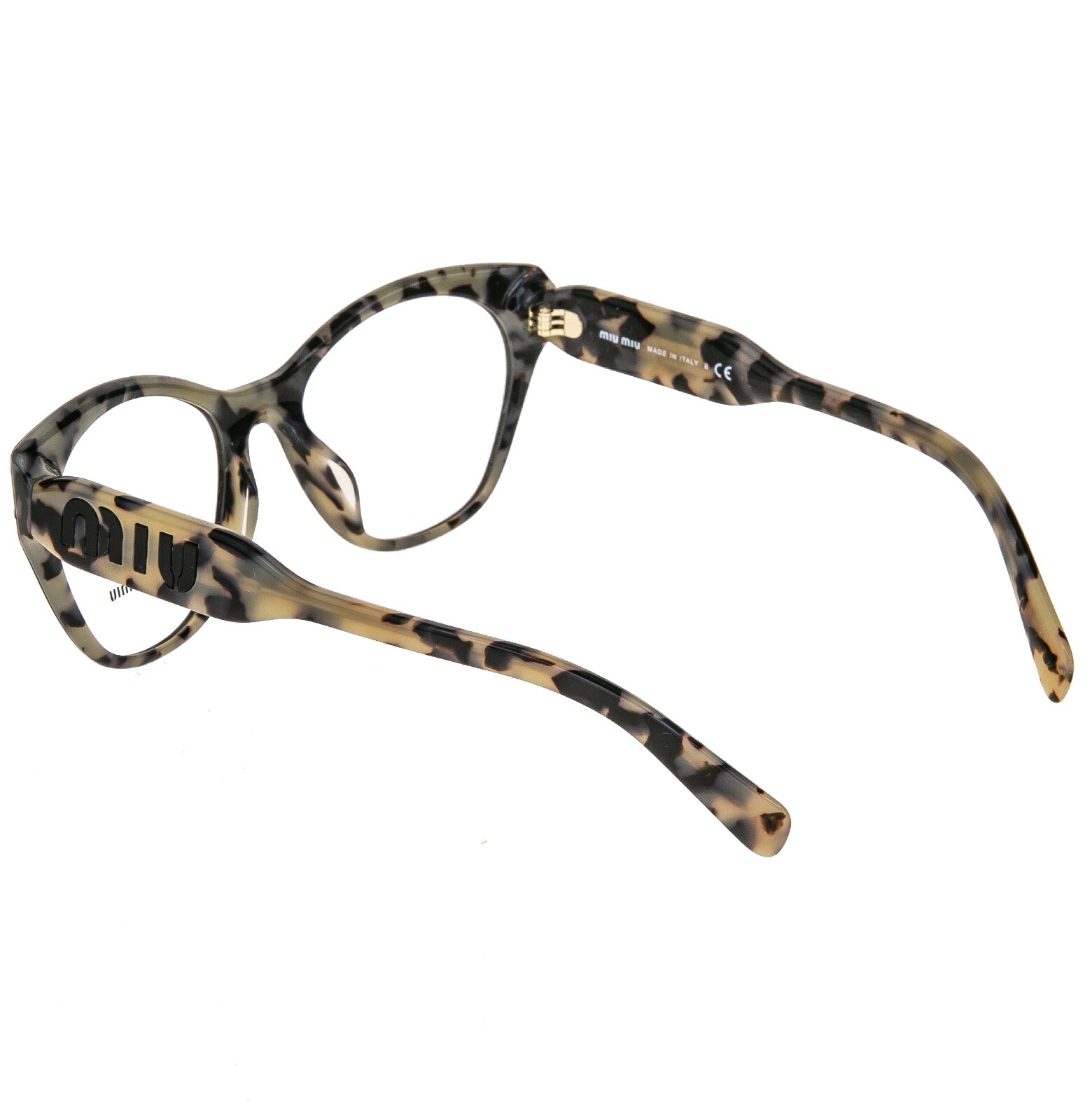 Pre-owned Miu Miu Logomania Crystal 02r Black Sand Havana 52mm Eyeglasses Frame Mu02rv In Demo Lens