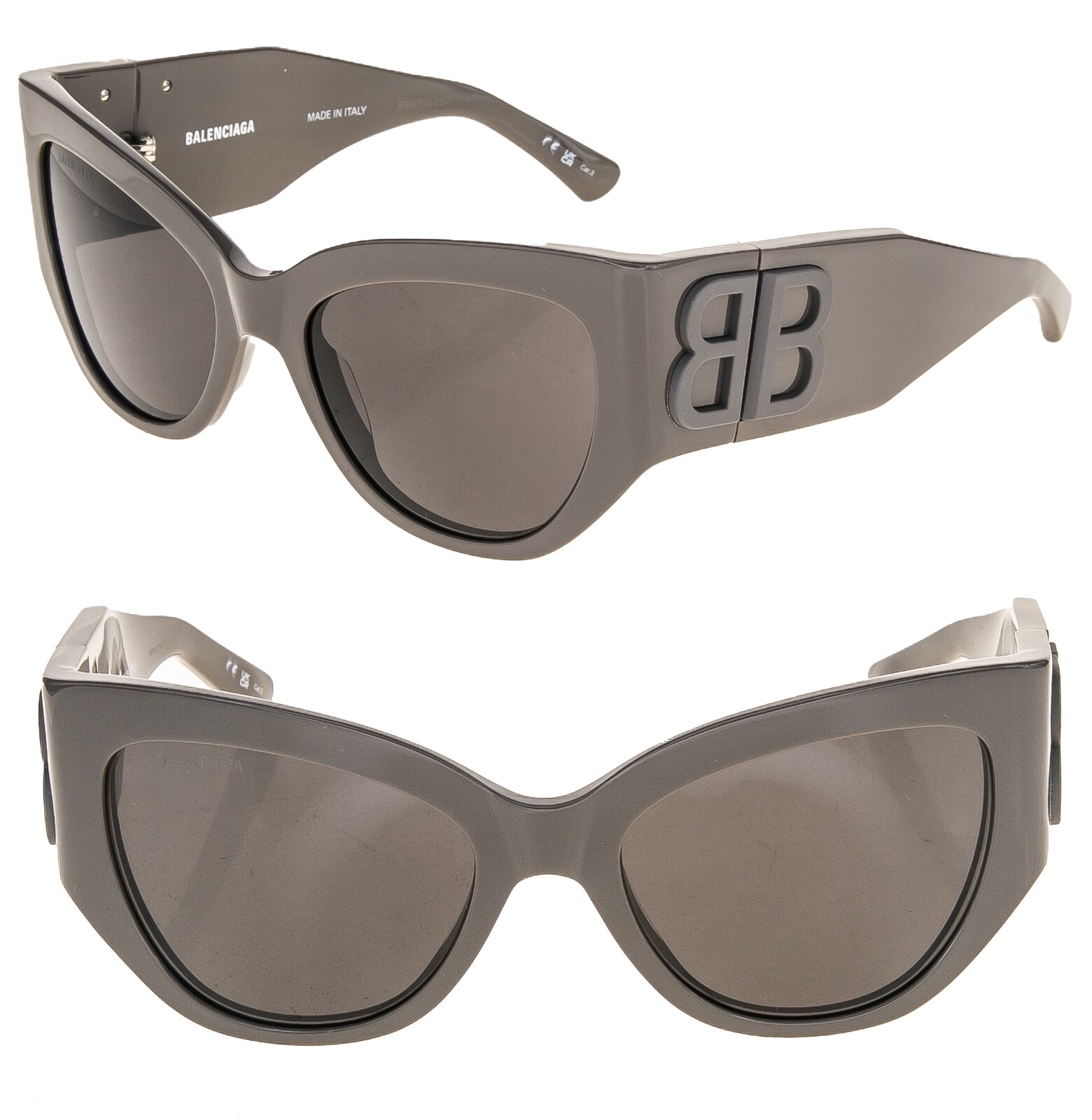 Pre-owned Balenciaga Bossy Cat 0322 Brown Fashion Geometric Unisex Sunglass Bb0322s 004 In Gray