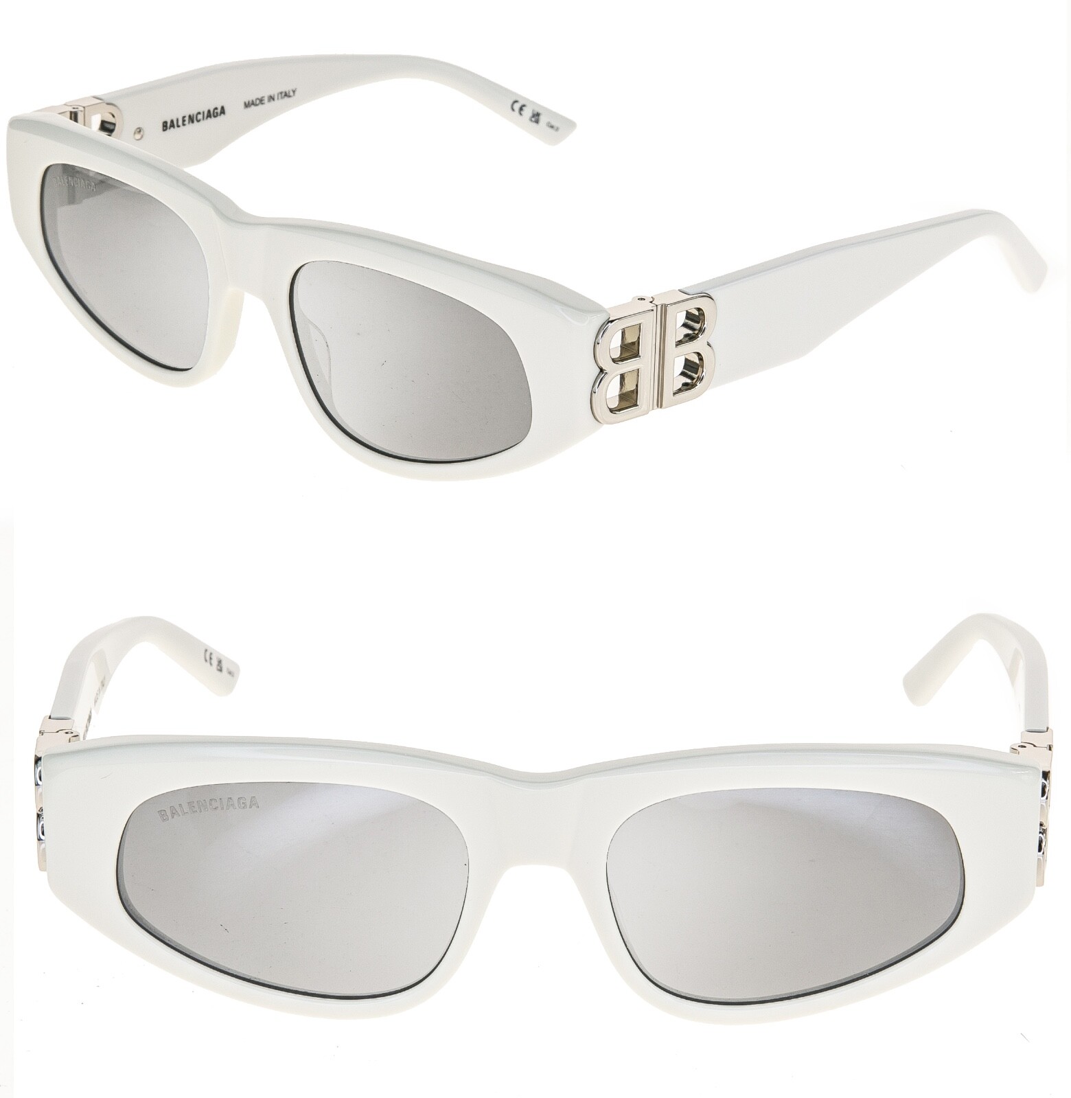 サングラス BALENCIAGA WHITE ACETATE SUNGLASSES Balenciaga Logo Rectangle Acetate Sunglasses | Neiman Marcus