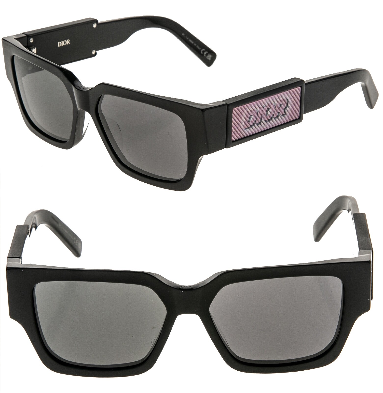 CHRISTIAN DIOR HOLOGRAPHIC CD Logo Black Pink Sunglasses CHRISTIAN DIOR HOLOGRAPHIC CD Logo Black Pink Sunglasses