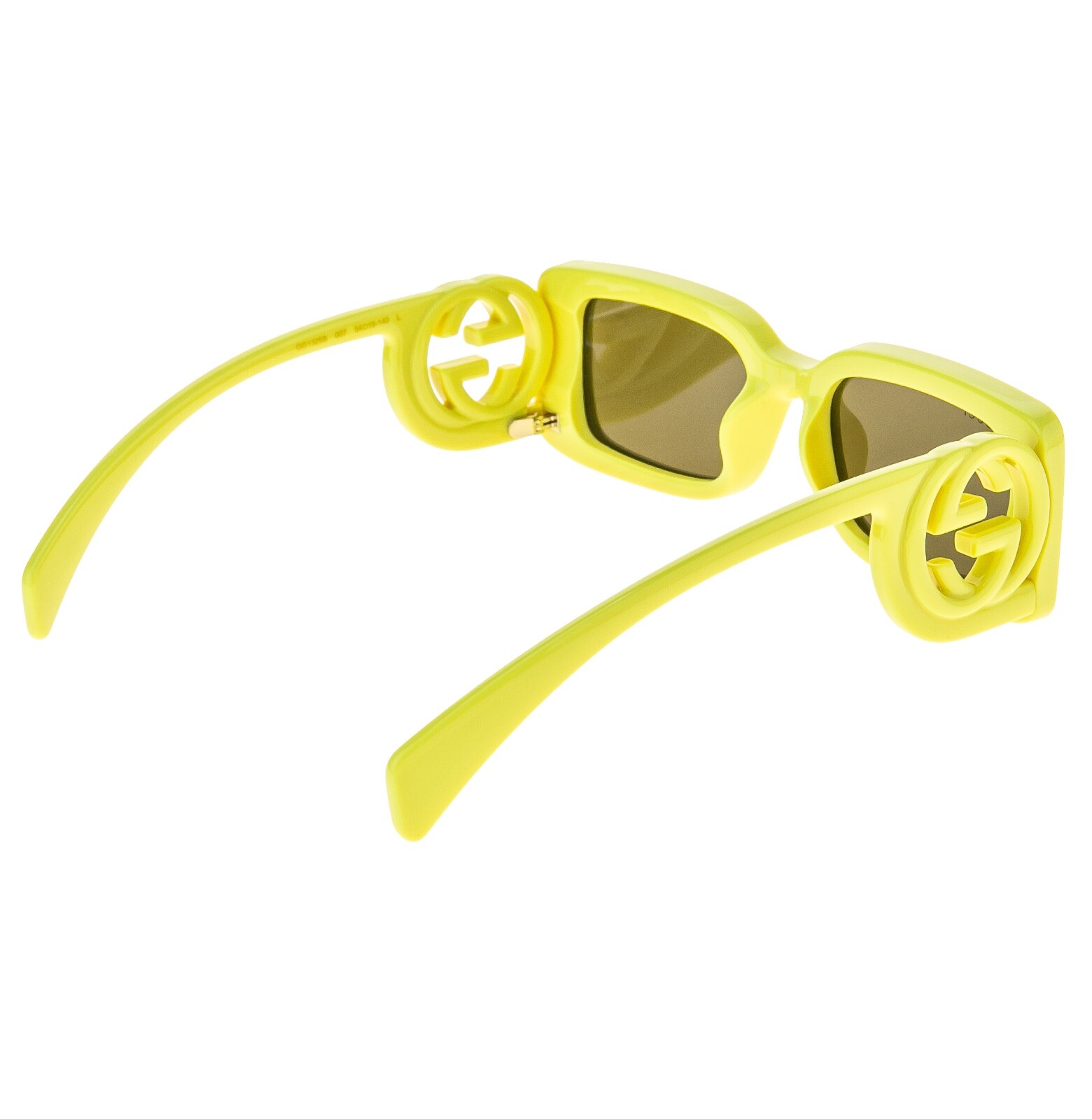 Pre-owned Gucci Couture 1325 Yellow Gg Logo 007 Narrow Fashion Square Sunglasses Gg1325s In Brown